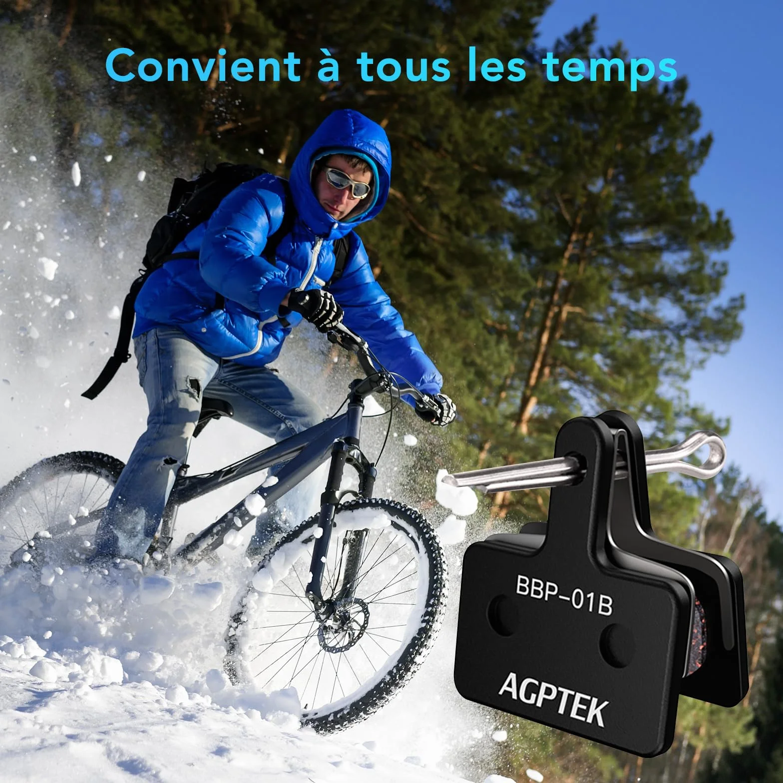 AGPTEK Plaquettes de Frein Vélo à Disque Semi-Métalliques pour Shimano TRP Tektro Deore