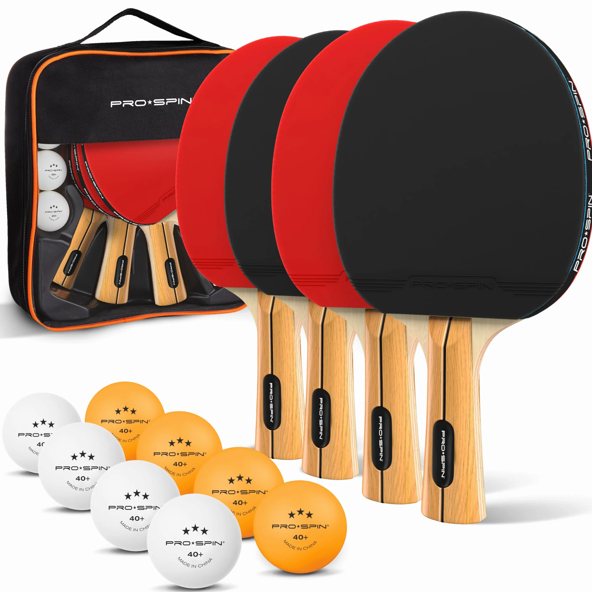 PRO-SPIN Raquettes de Ping-Pong Set Premium Haute-Performance avec Balles 3 Étoiles et Mallette