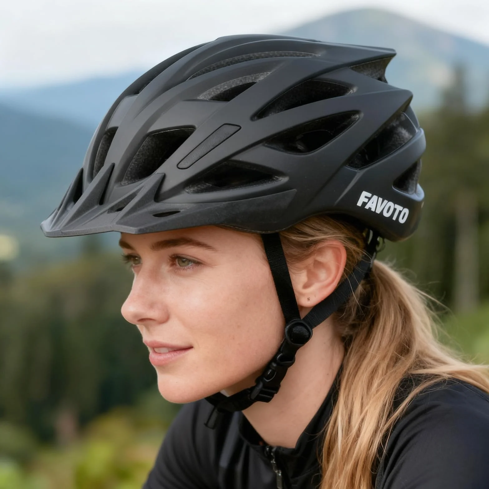 Favoto Casque Vélo Adulte Léger Respirant Homme Femme Route VTT Anti-Choc Taille Réglable L 59-61cm Noir