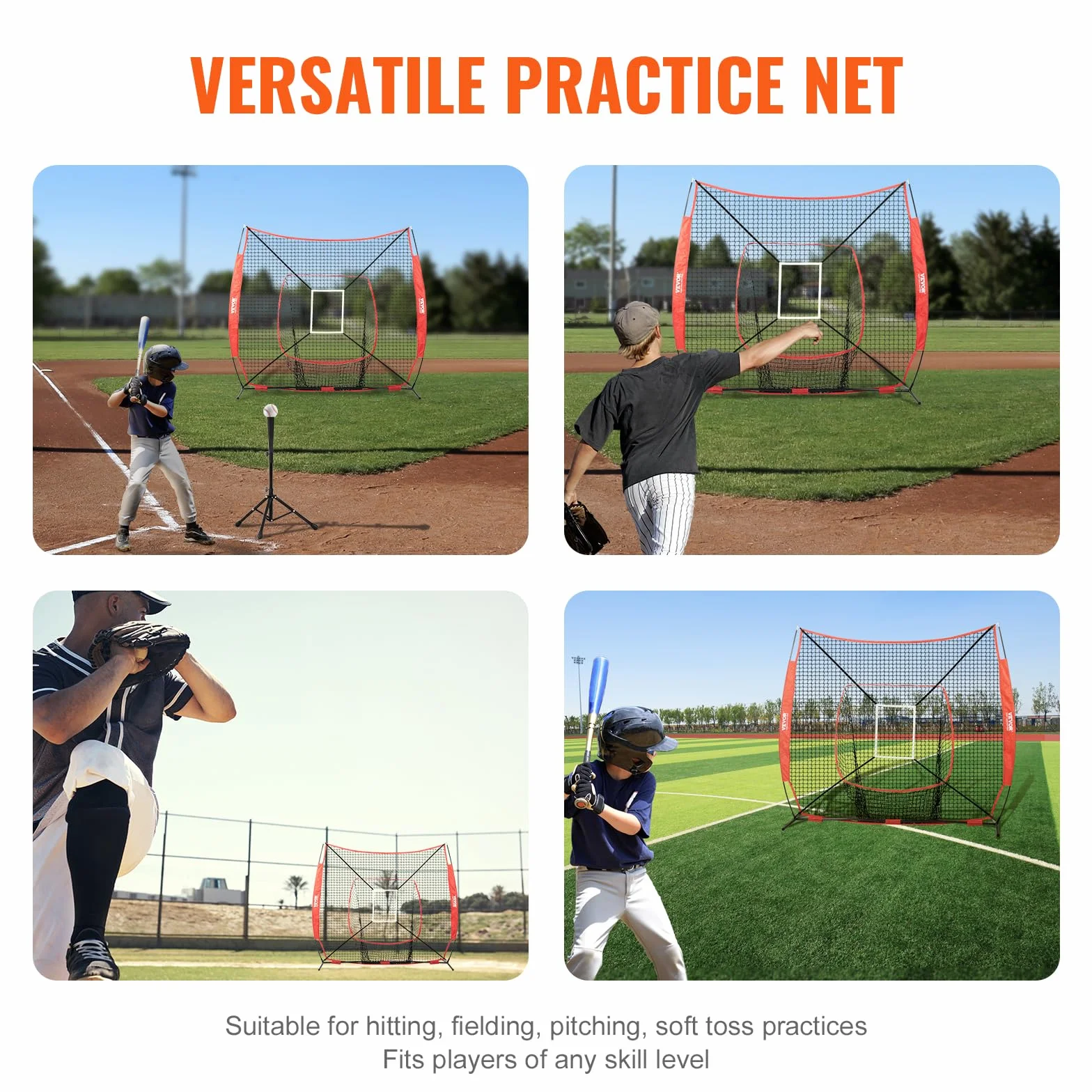 VEVOR Filet d'entraînement de baseball et softball portable 2,1 x 2,1 m