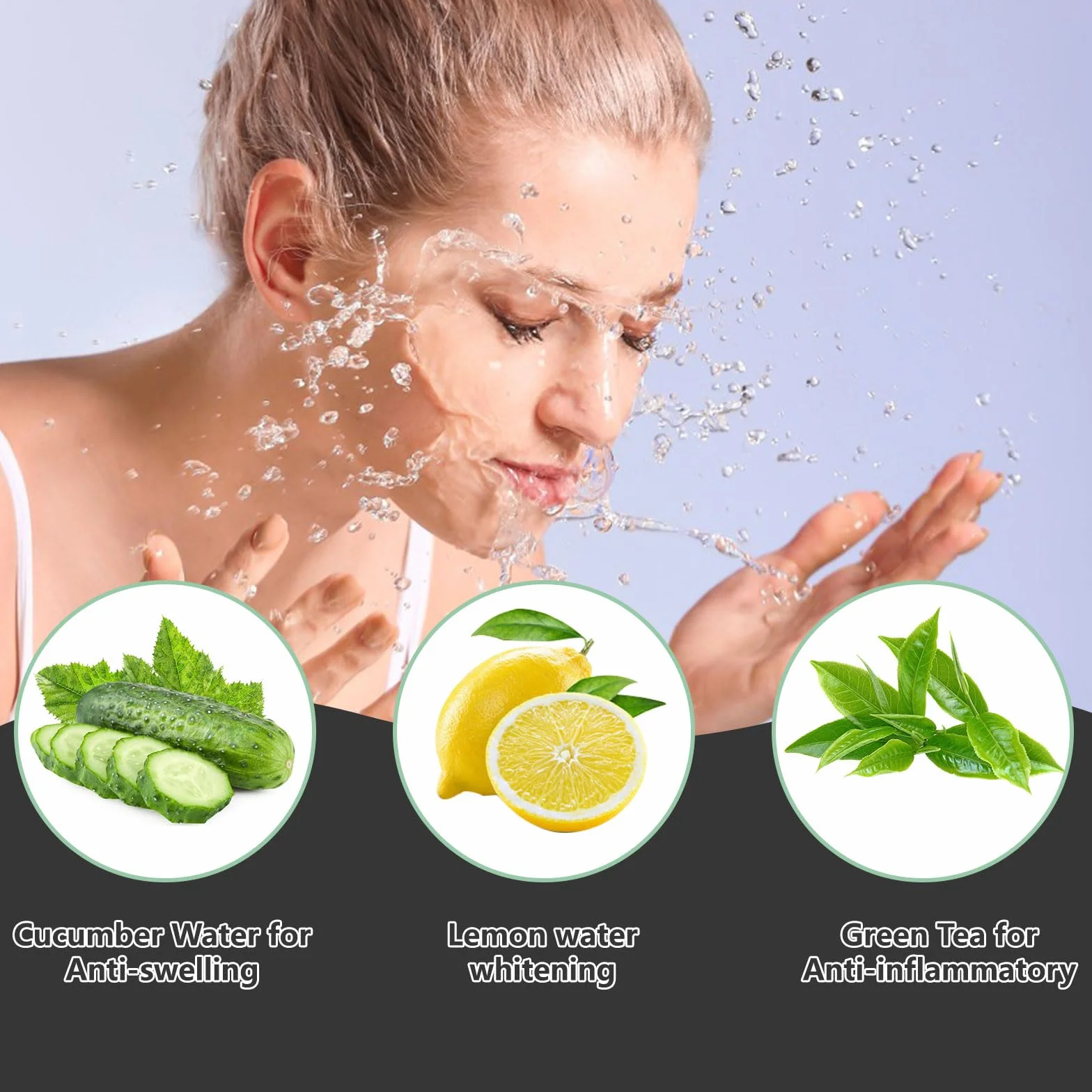 Bol pour Glace avec Compartiment à Glace intégré, Silicone Pliable, Bol de plongée pour Visage, raffermir Peau, soulager acné (Noir)