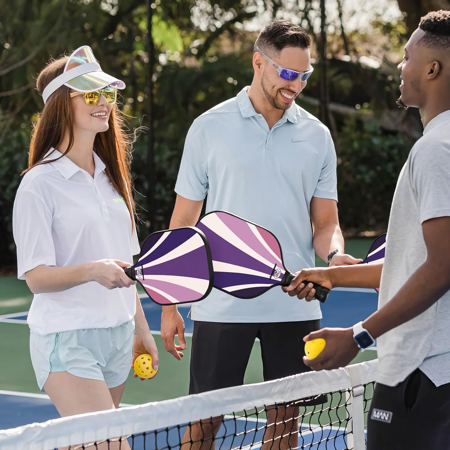 Raquettes de Pickleball Set de 2 Approuvées USAPA Graphite Fibre de Verre pour Débutants avec Prise Ergonomique