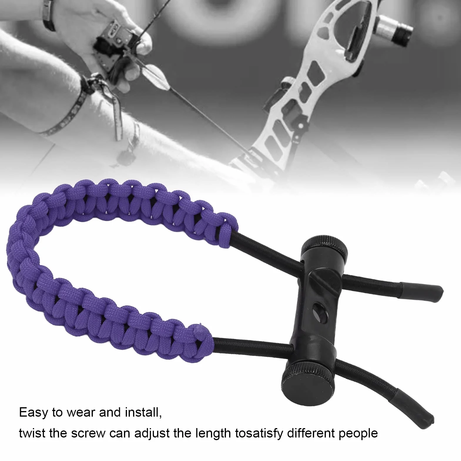Élingues de Poignet D'arc à Poulies Réglables, Corde de Dragonne Durable pour Tir à L'arc (Violet)
