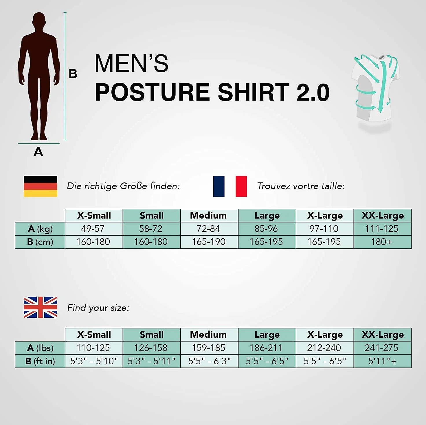 Anodyne Correcteur de Posture du Dos et Épaules Hommes T-Shirt Noir S