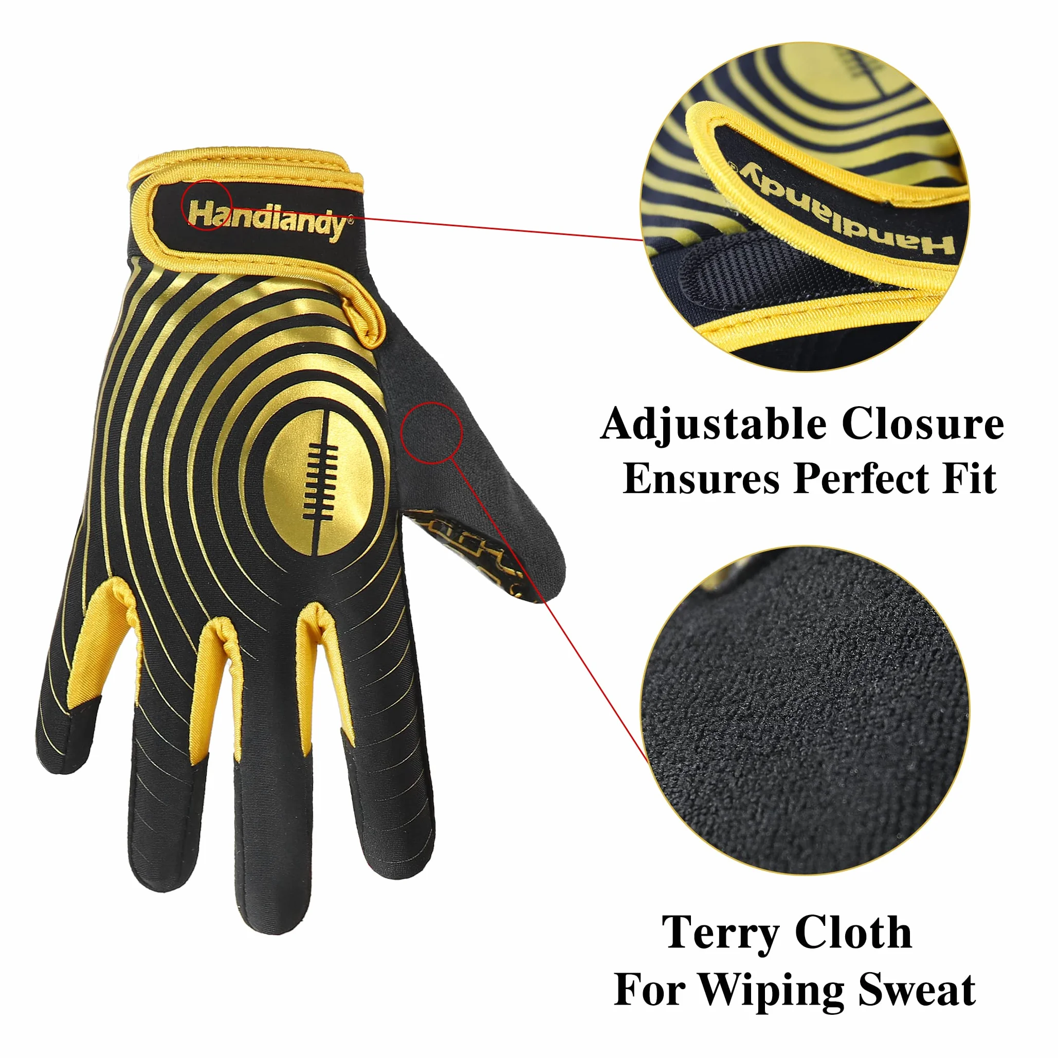 HANDLANDY Gants de football américain grand récepteur pour enfants garçons filles extensibles