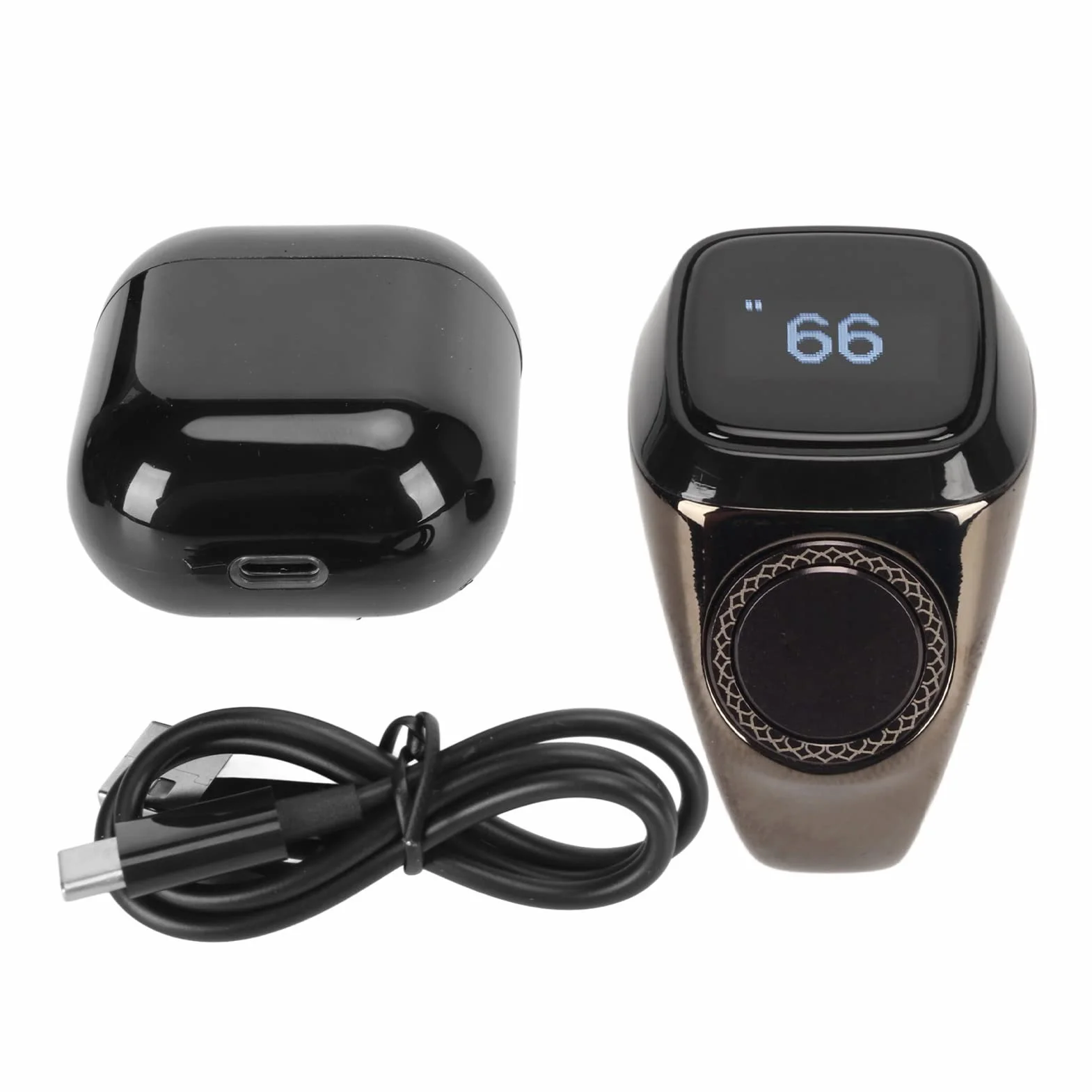 Compteur de Doigts Rechargeable BT5.1 avec écran OLED, Anneau de Comptage Portable Support APP