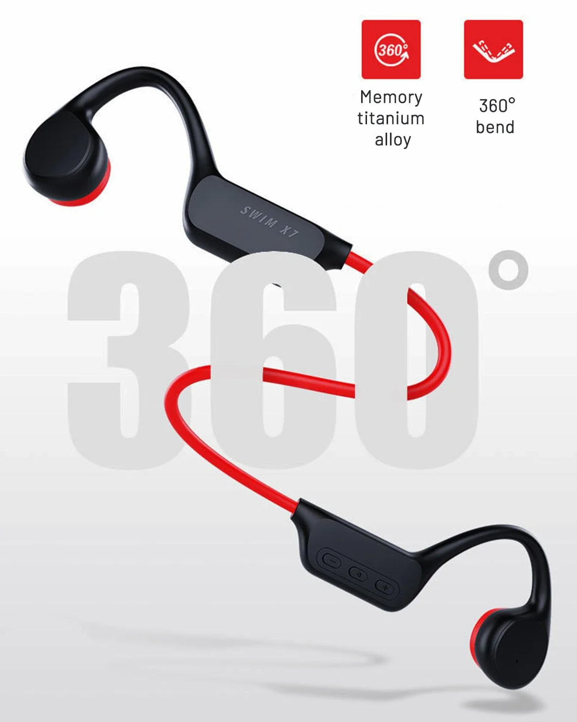 Casques à conduction osseuse IPX8 étanches natation mémoire 32G Bluetooth 5.3 sport microphone sans fil