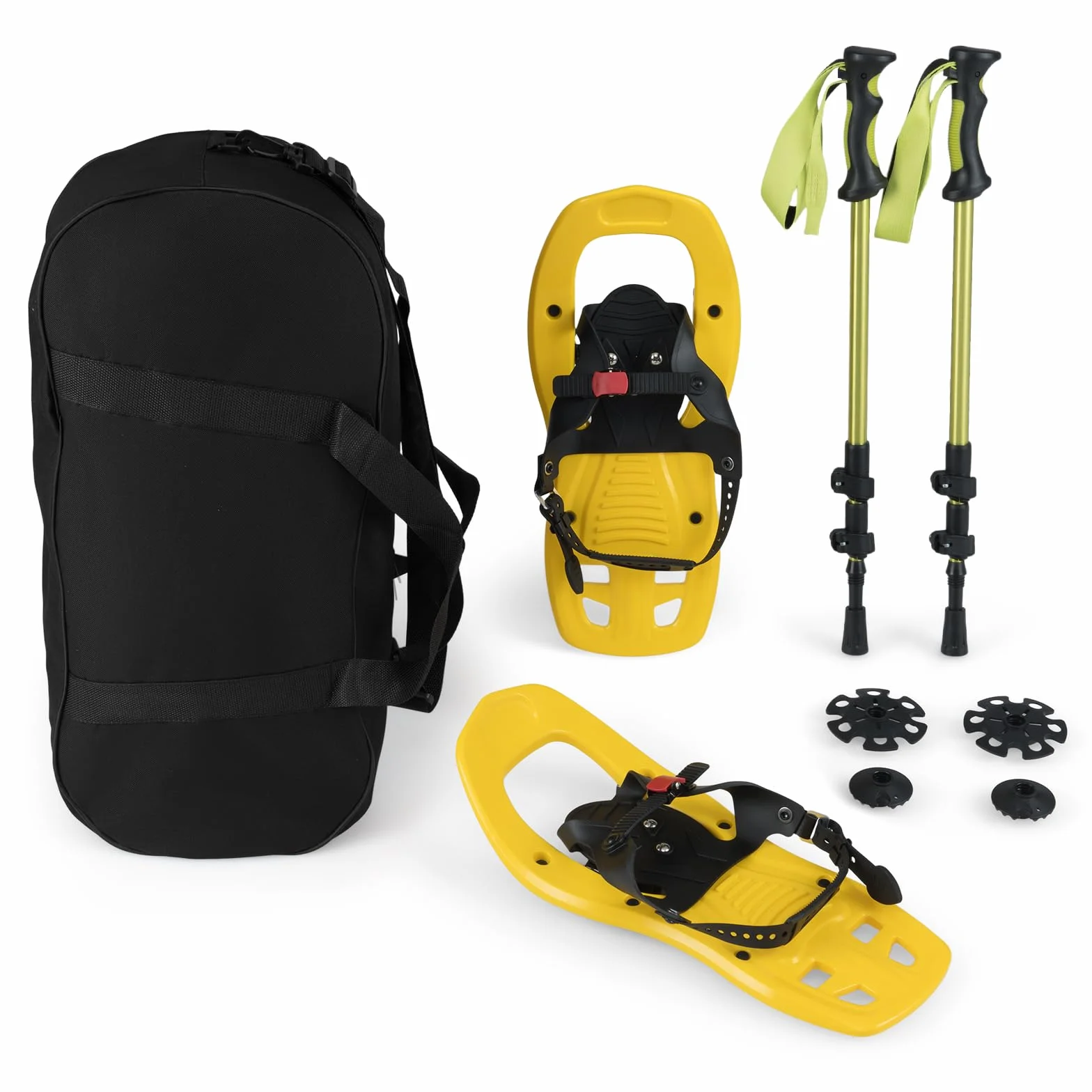 COSTWAY Raquettes à Neige Légères avec Bâtons Trekking Fixations Cliquet Réglables Pointure 26-38/35-45 Charge 90 kg