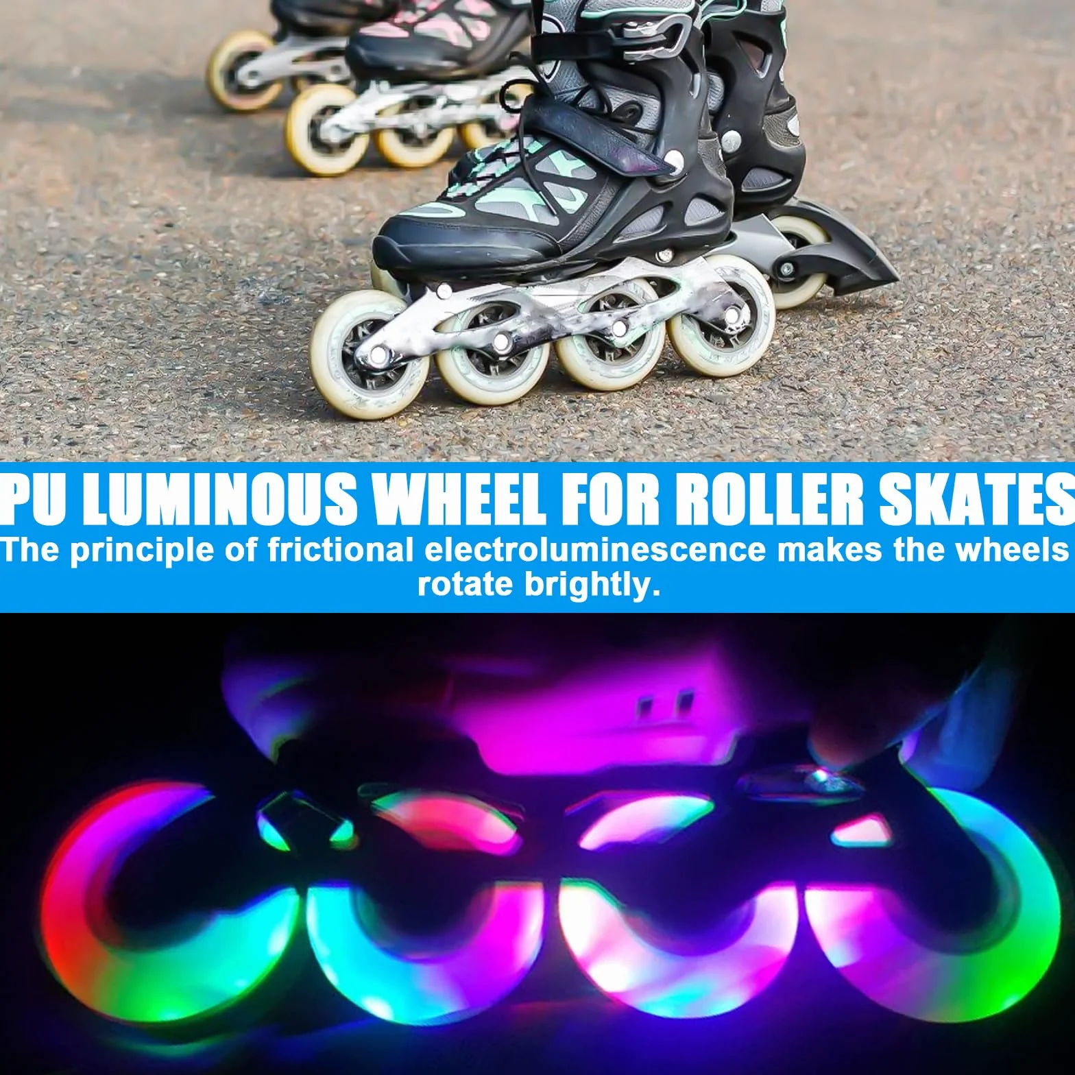 Roues de roller en ligne 72 mm avec roulements à billes argent transparent