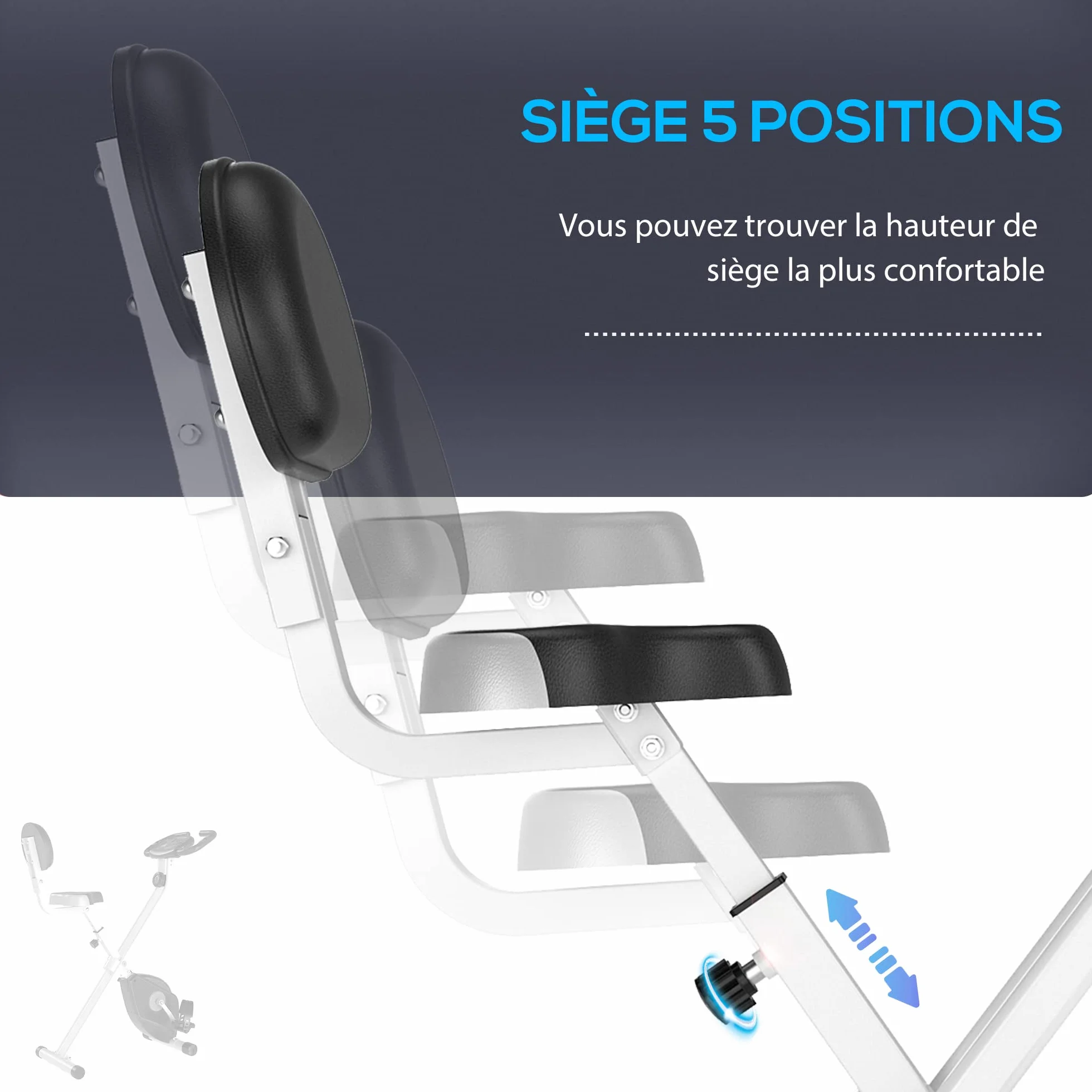 HOMCOM Vélo d'Appartement Magnétique Pliable avec 8 Niveaux de Résistance, Capteur de Pouls - Home Trainer Silencieux