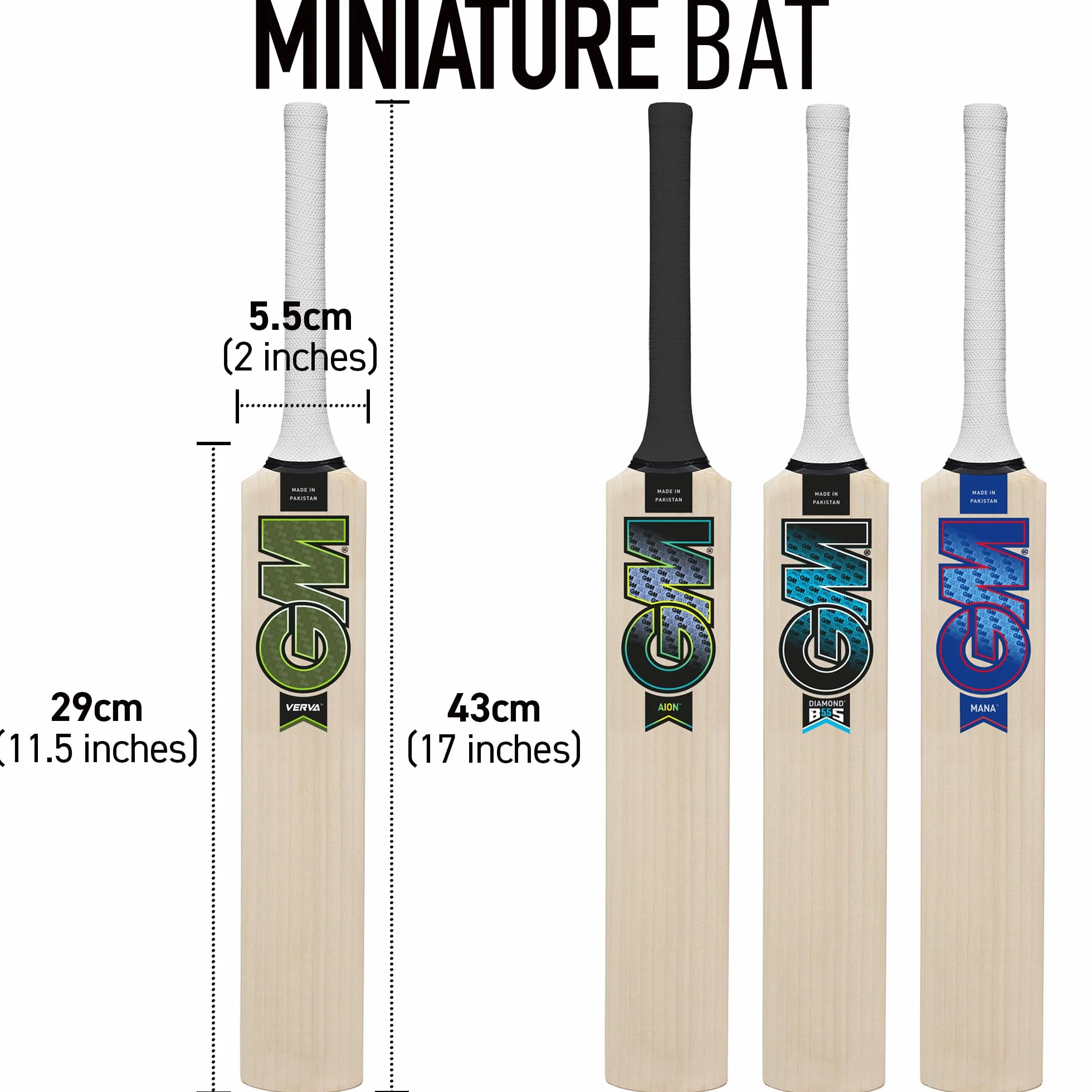 Gunn & Moore GM Mini Batte de Cricket Souvenir en Bois 43,2 cm