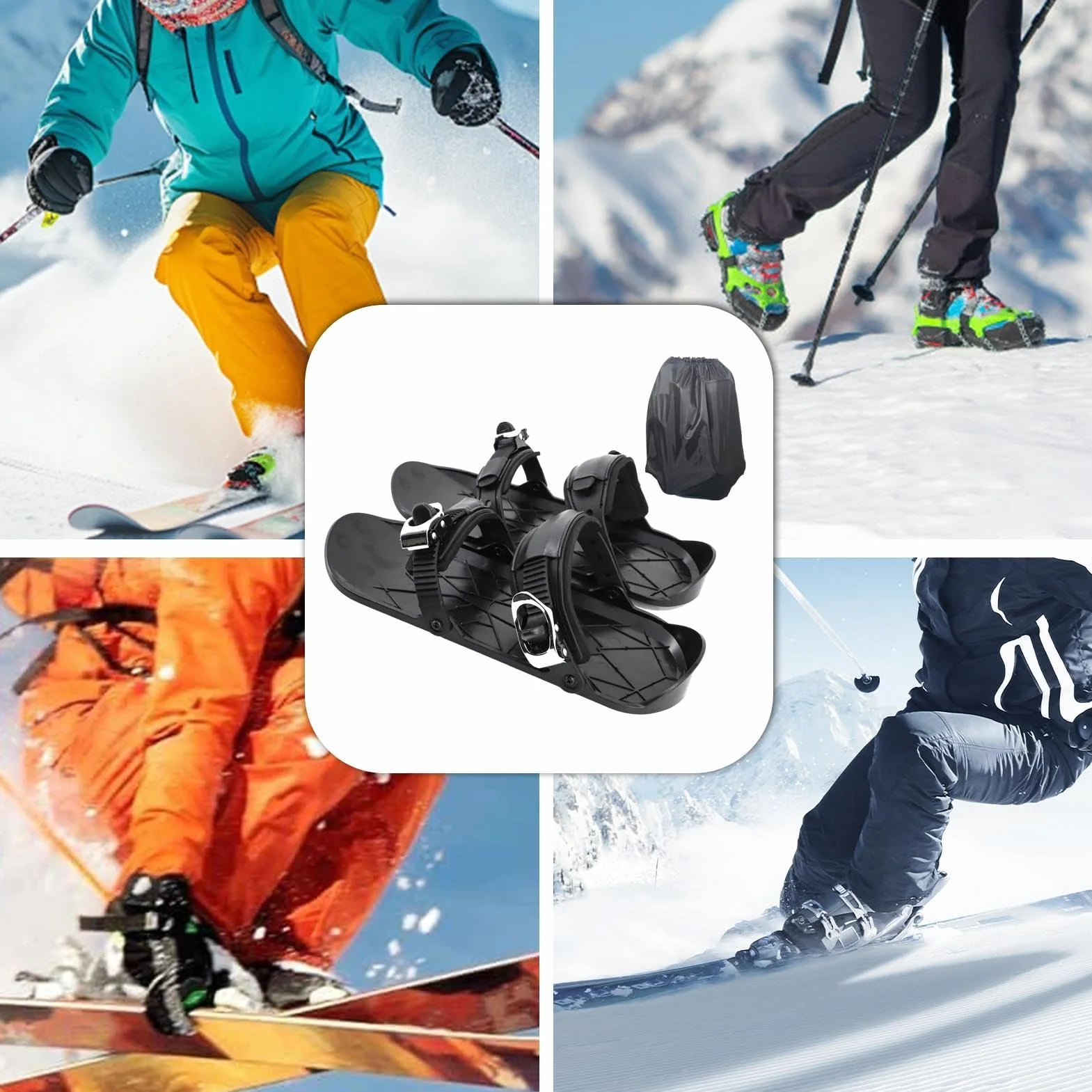 Raquettes à neige compactes antidérapants avec sac de transport pour hommes, femmes, enfants