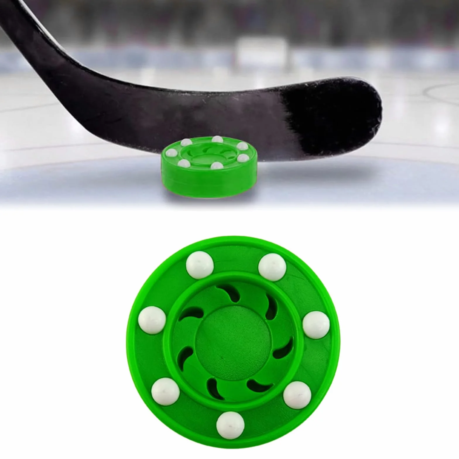Hockey sur roulettes pour entraînement, roller hockey jeu, palet hockey en plein air, vert