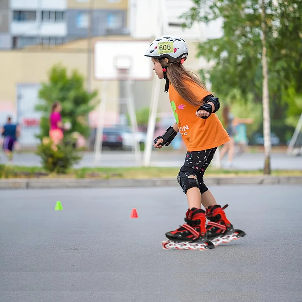 Patins à roulettes pour Enfants Filles et garçons Taille réglable Intérieur Extérieur
