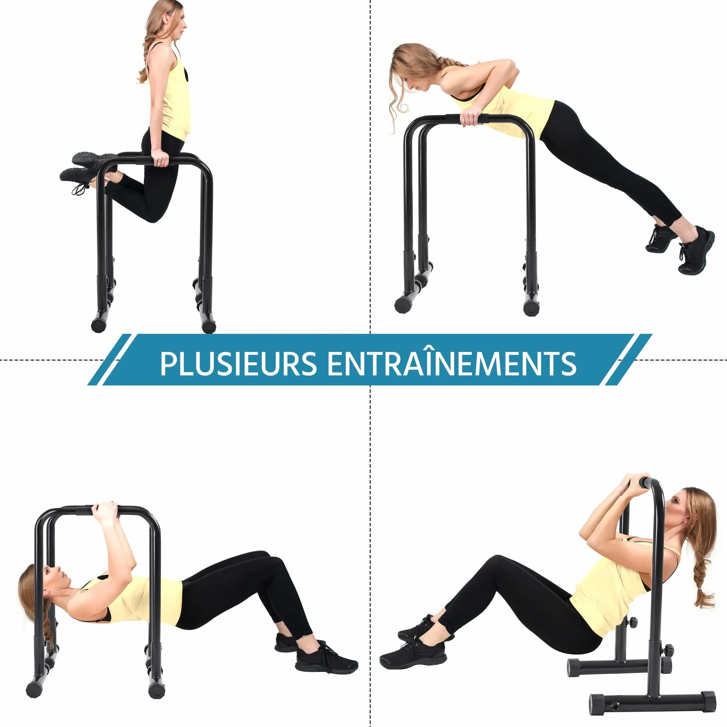 Barres de Dips Ajustable, Barres Parallèles Gym, Station de Musculation pour Tractions, Pompes, Charge Maximale 227kg