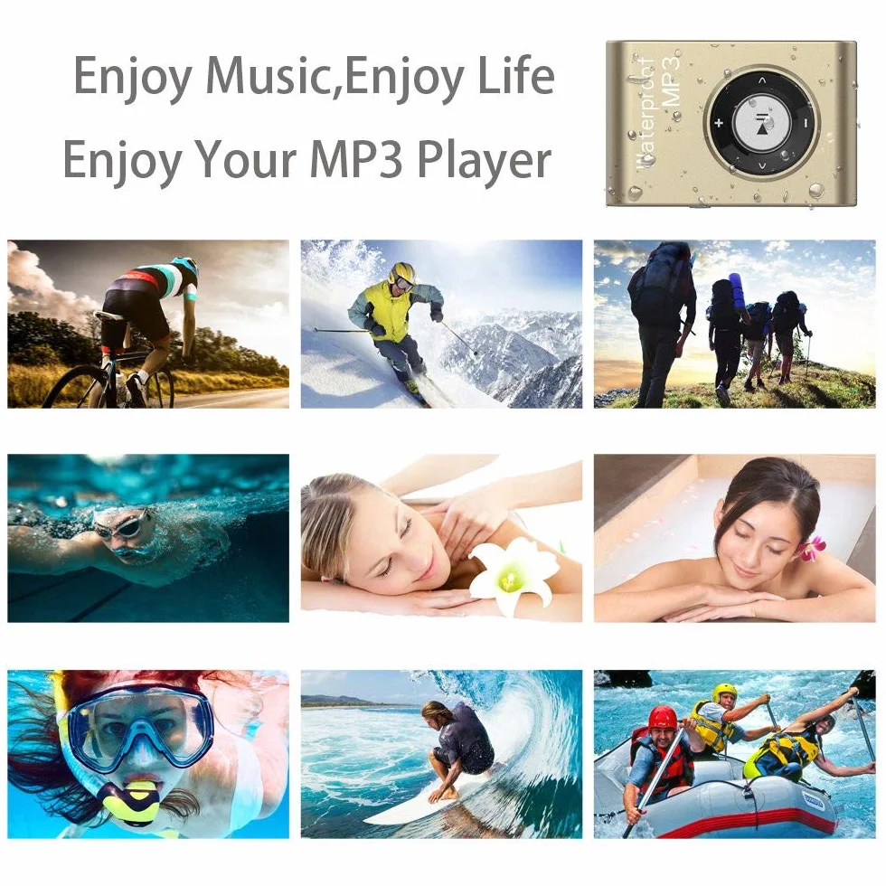 Lecteur MP3 étanche IPX8 8 Go Sport Natation Course Plongée Surf Musique Radio FM Shuffle