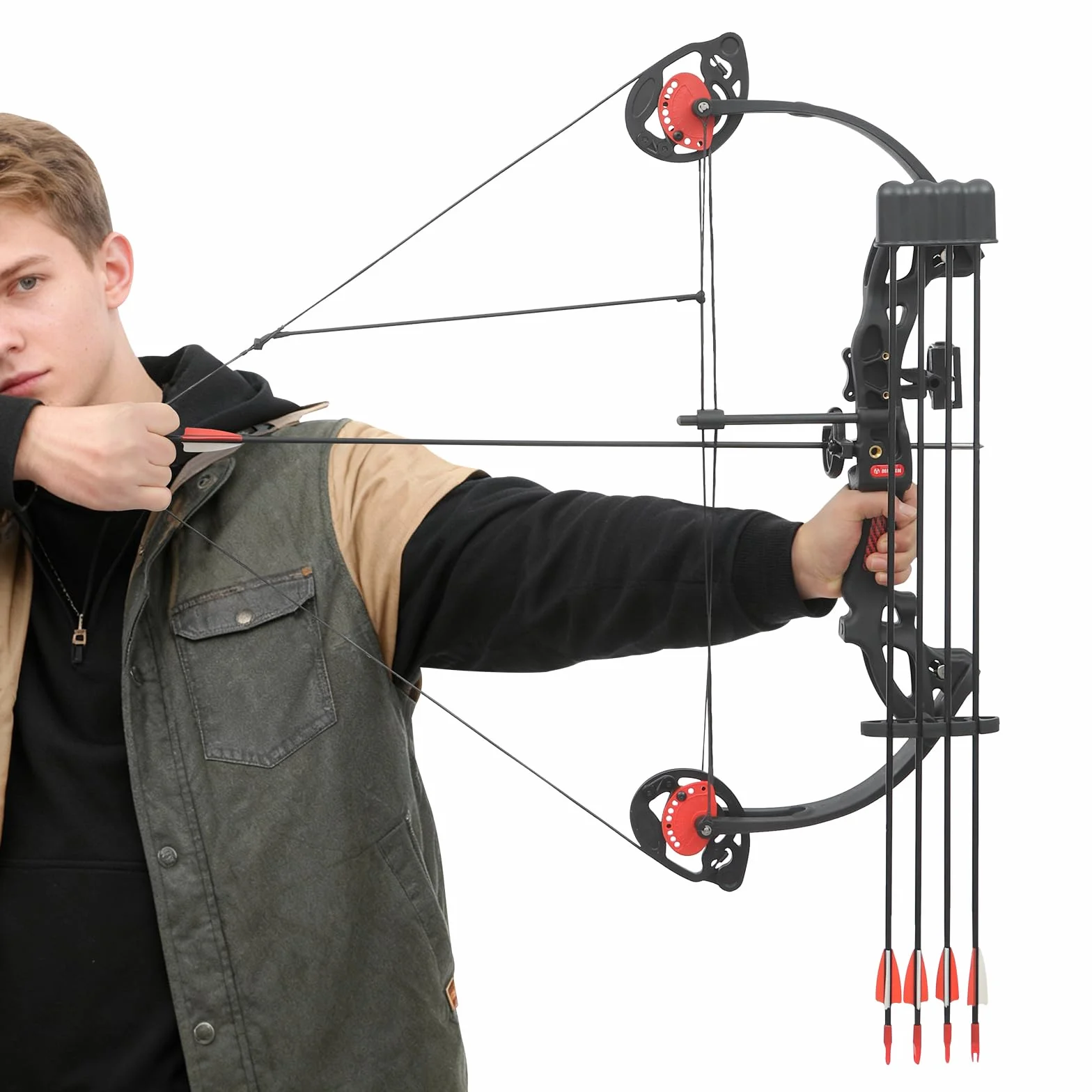 Kit d'Arc à Poulies avec 12 Flèches 16-29 LB Viseur Protège-Bras pour Tir Chasse Adulte