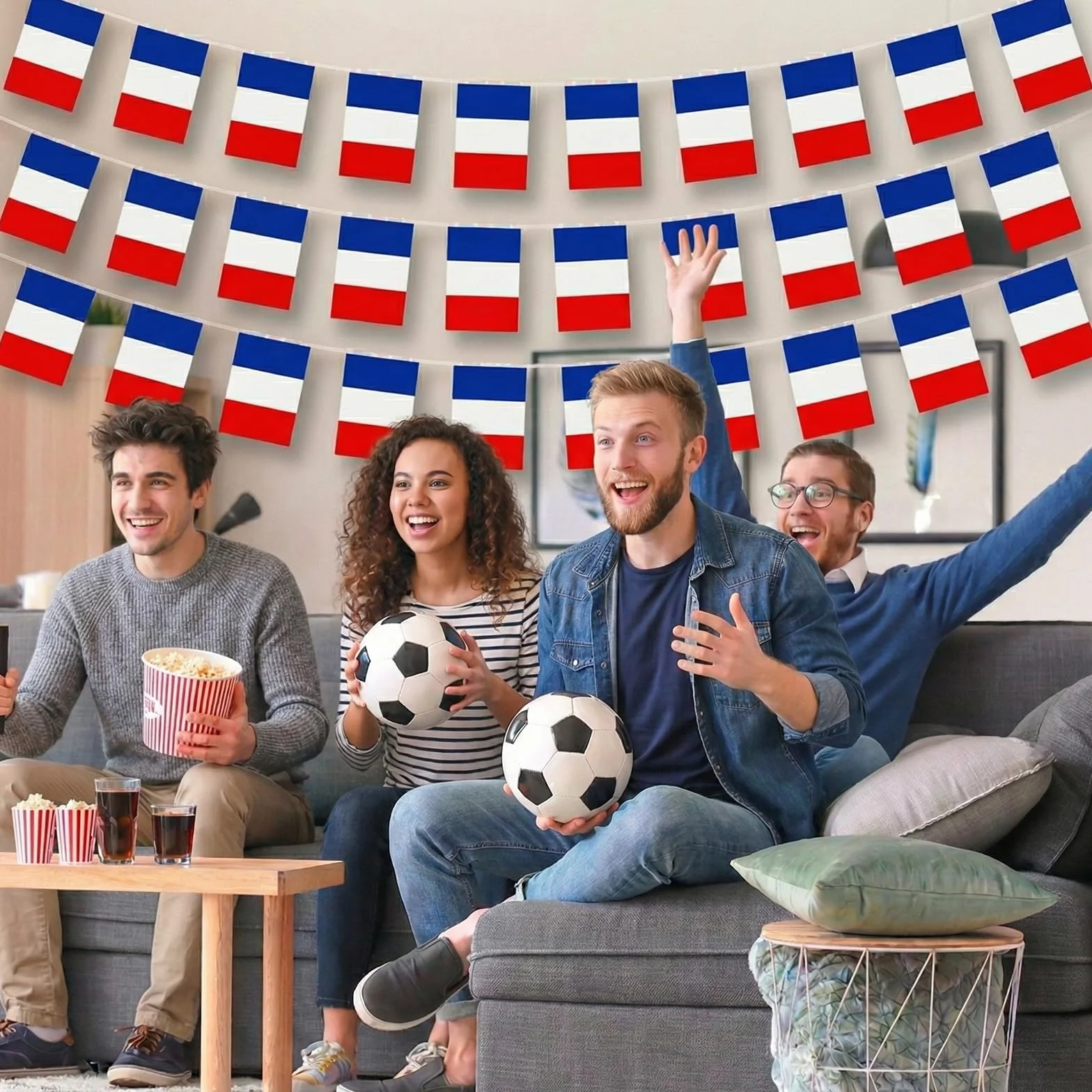 Drapeau Français Guirlande De Fanions 10m 30 Fanions 14x21cm Résistante Aux Intempéries Pour Coupe Du Monde 2026