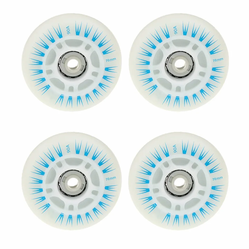 Roues de patins à roulettes DEL 70 mm lumineuses durables lot de 4 bleu