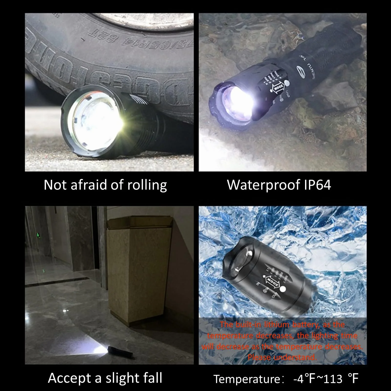 Lumières de skateboard portables amovibles avec lampe de poche pour croisières nocturnes
