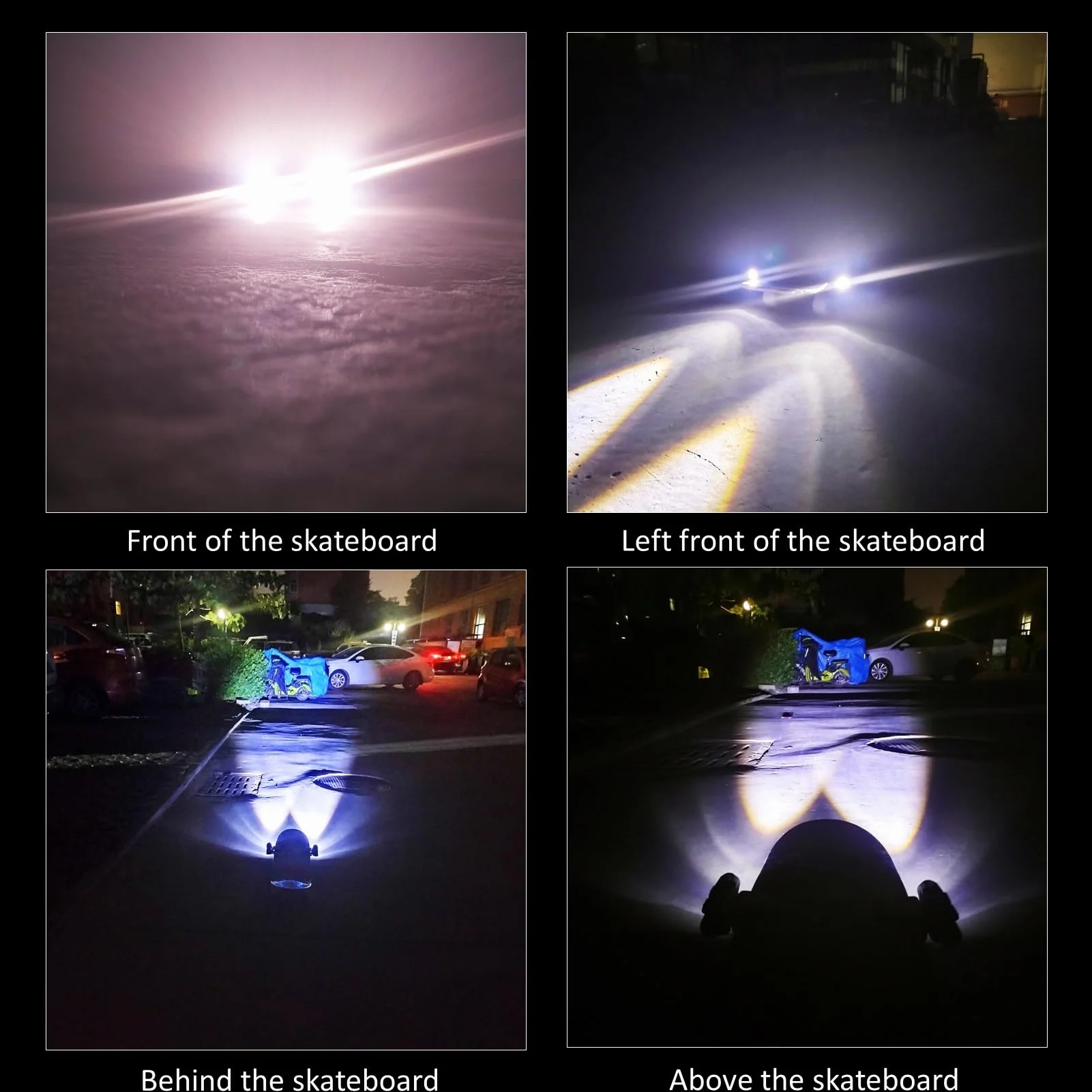 Lumières de skateboard portables amovibles avec lampe de poche pour croisières nocturnes
