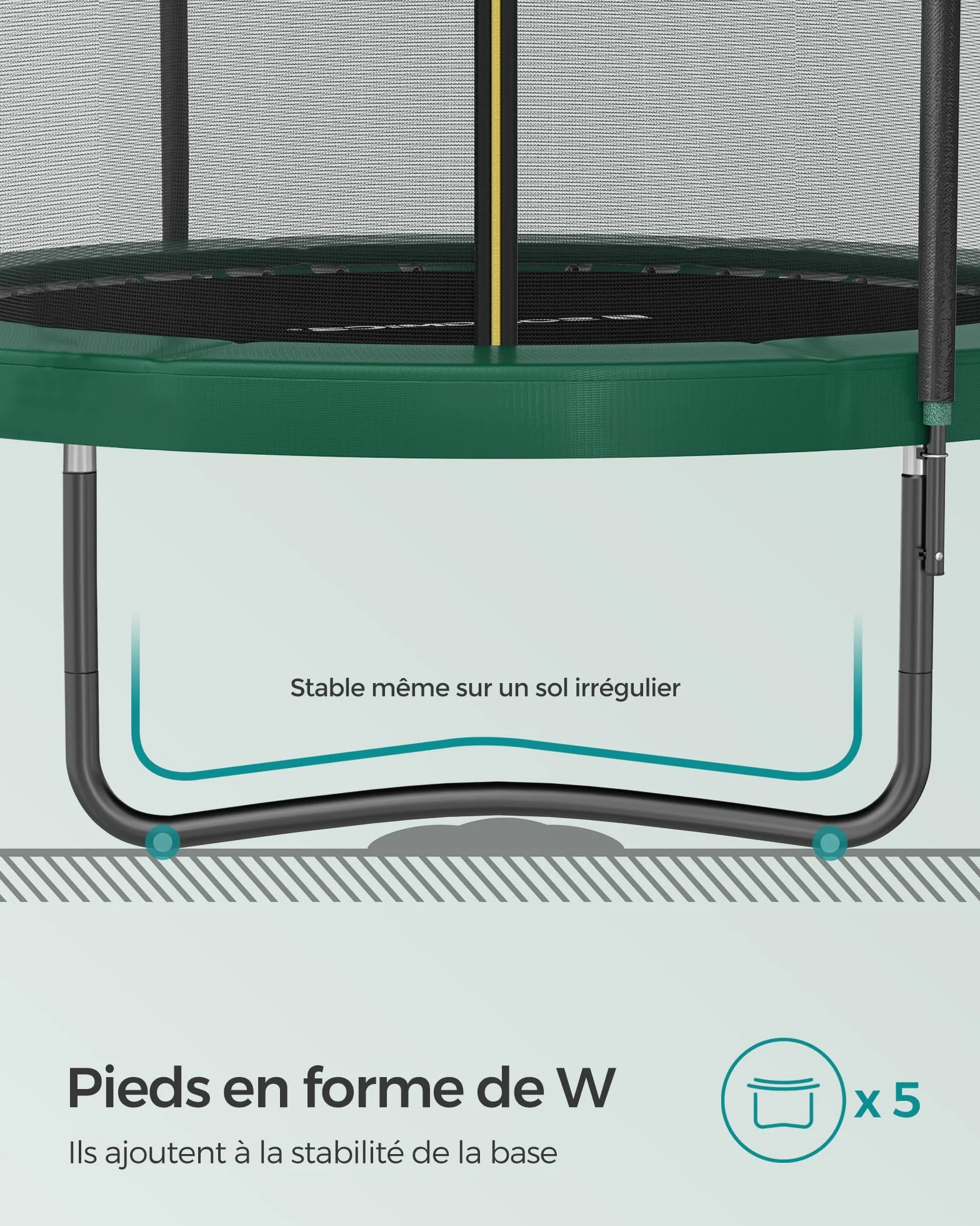 SONGMICS Trampoline pour Enfant avec Filet de Protection, Coussin de Sécurité, Échelle et Cadre en Acier