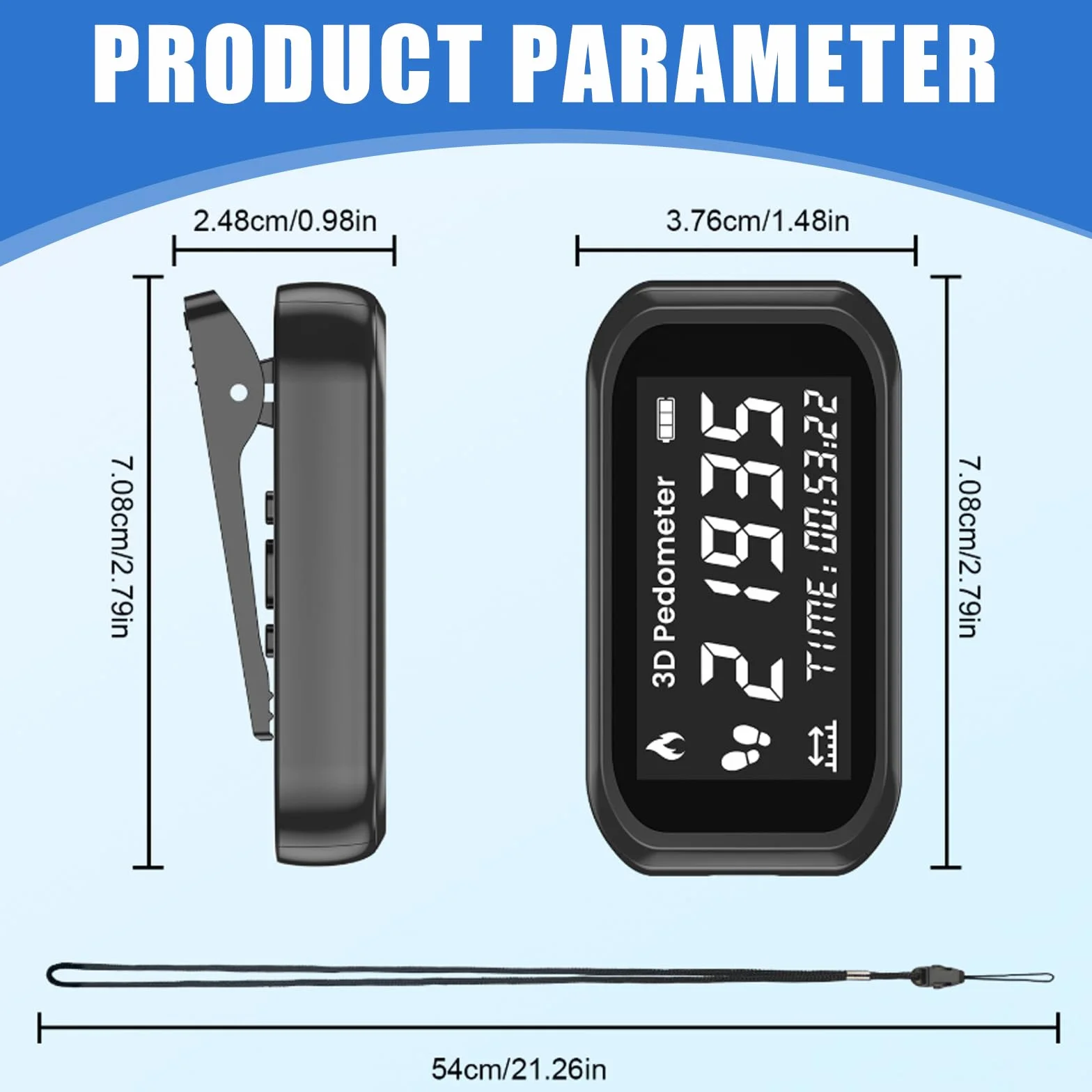 GBKDQQ Podomètre 3D précis avec clip de porte-clés, écran LCD suivi des pas marche course randonnée