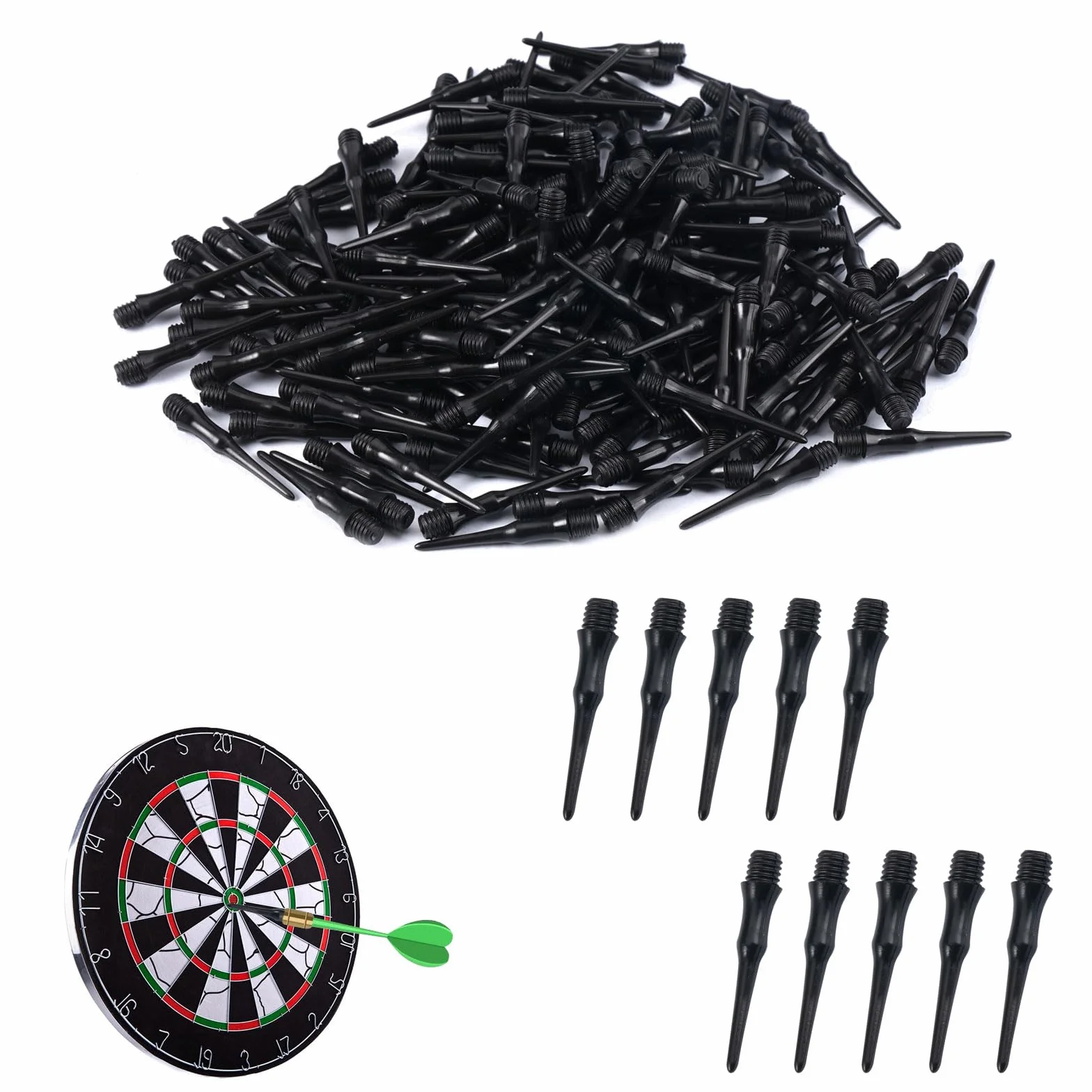 200 Pièces Pointe Plastique 2ba Remplacer Flechette Pointes de Fléchettes en Plastique Souple