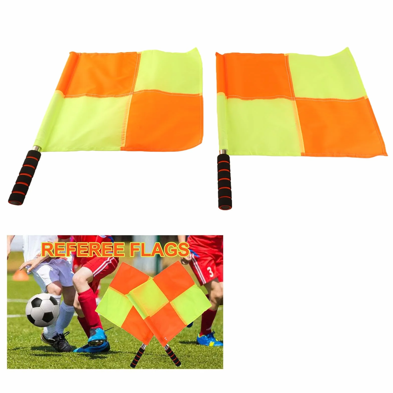 Akozon Drapeaux de Football Arbitre 2PCS Juge de Ligne avec Sac de Rangement