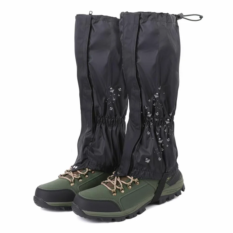 Guêtres de Randonnée Imperméables Homme Femme avec Fermeture et Sangles Réglables pour Escalade, Ski - Noir