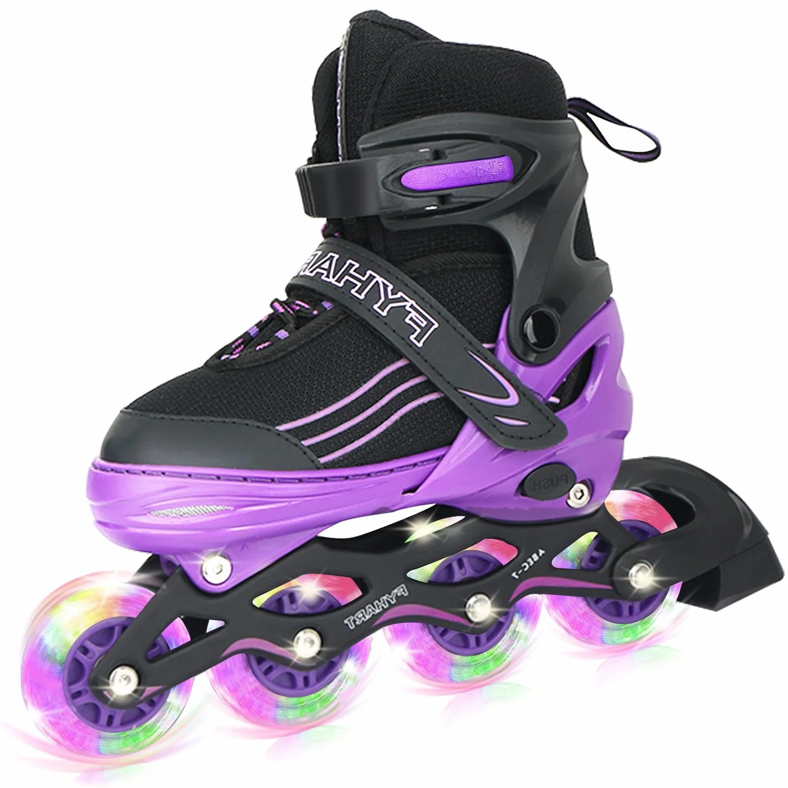 Patins à roulettes pour Enfants Filles et garçons, Taille réglable, Noir et Blanc