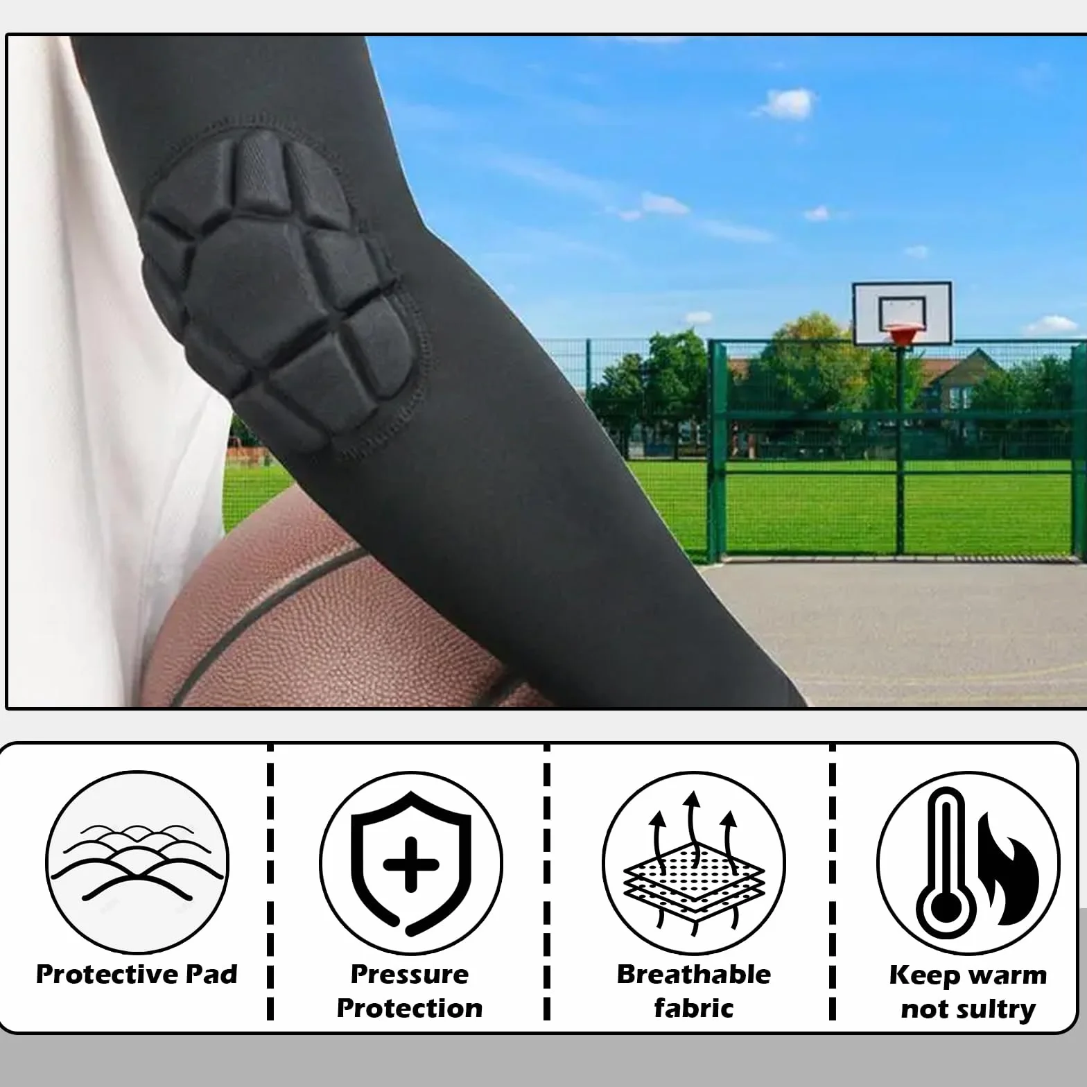 Rembourré Coudiere Volleyball, Manchon de Compression Bras, Protege Coude Musculation Anti-Chocs