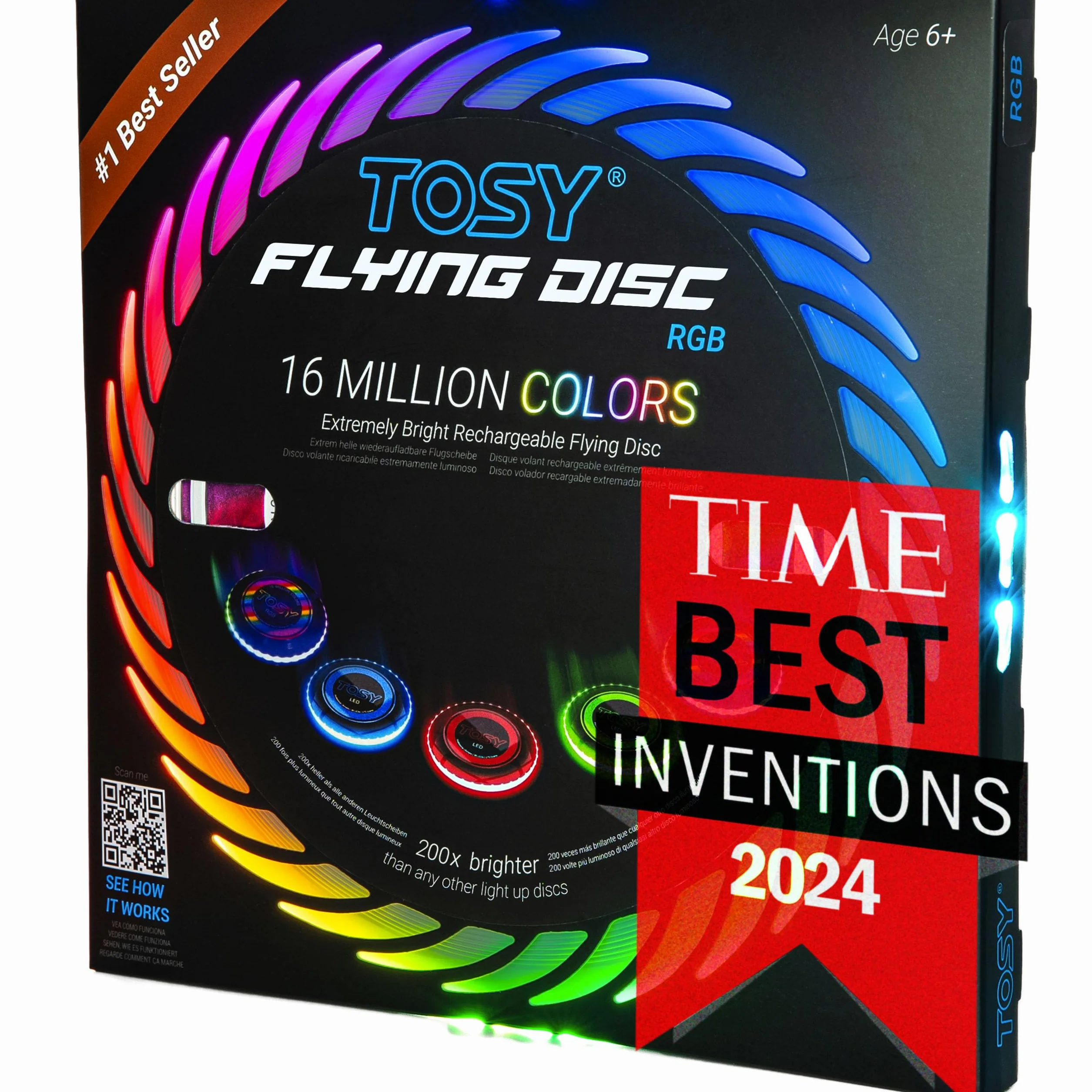 TOSY Frisbee Lumineux RVB 16 Millions Couleurs Rechargeable Auto on/Off 175g