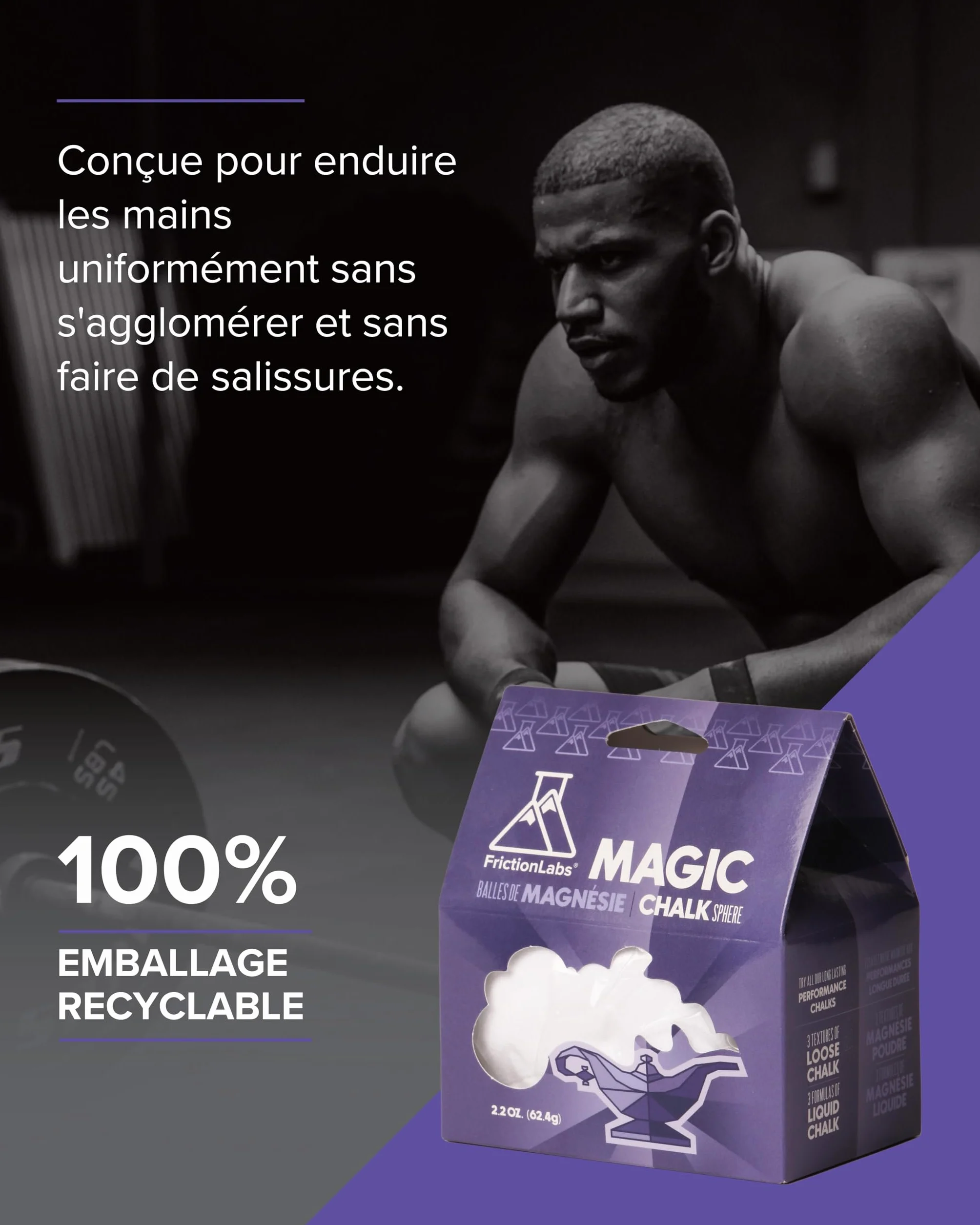 Friction Labs Craie de Sport pour Escalade Haltérophilie Gymnastique Tennis - Prise en Main Durable Peau Plus Saine