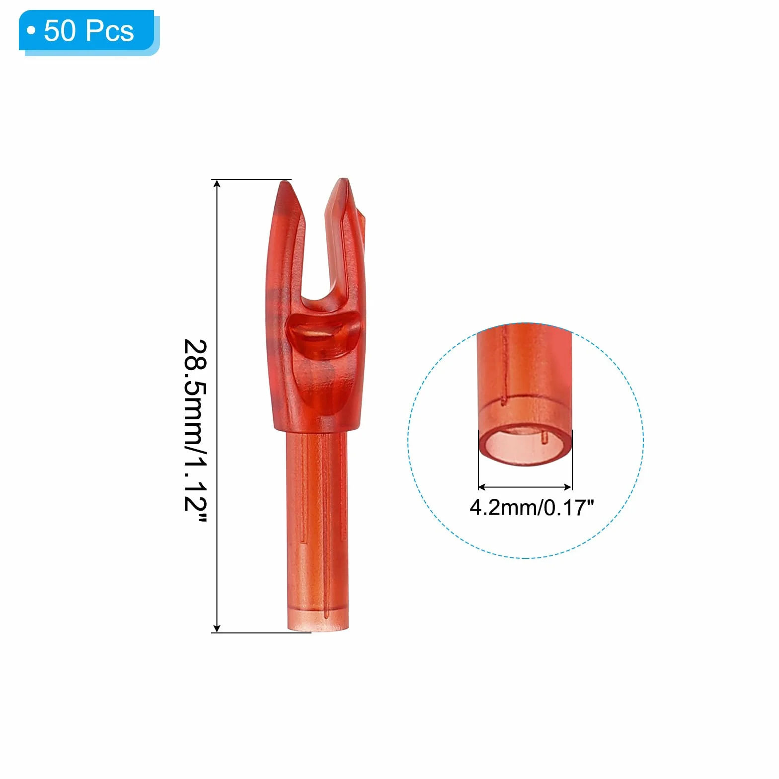 PATIKIL Encoches de Flèche d'Archerie 4,2 mm 0,165", 50 Pièces Insert Clair, Rouge