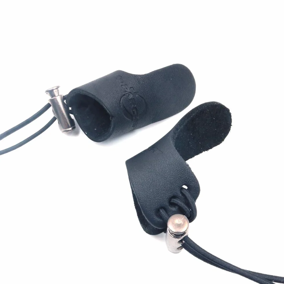 Lot de 2 doigts de tir à l'arc en cuir pour pouce et flèche - Noir