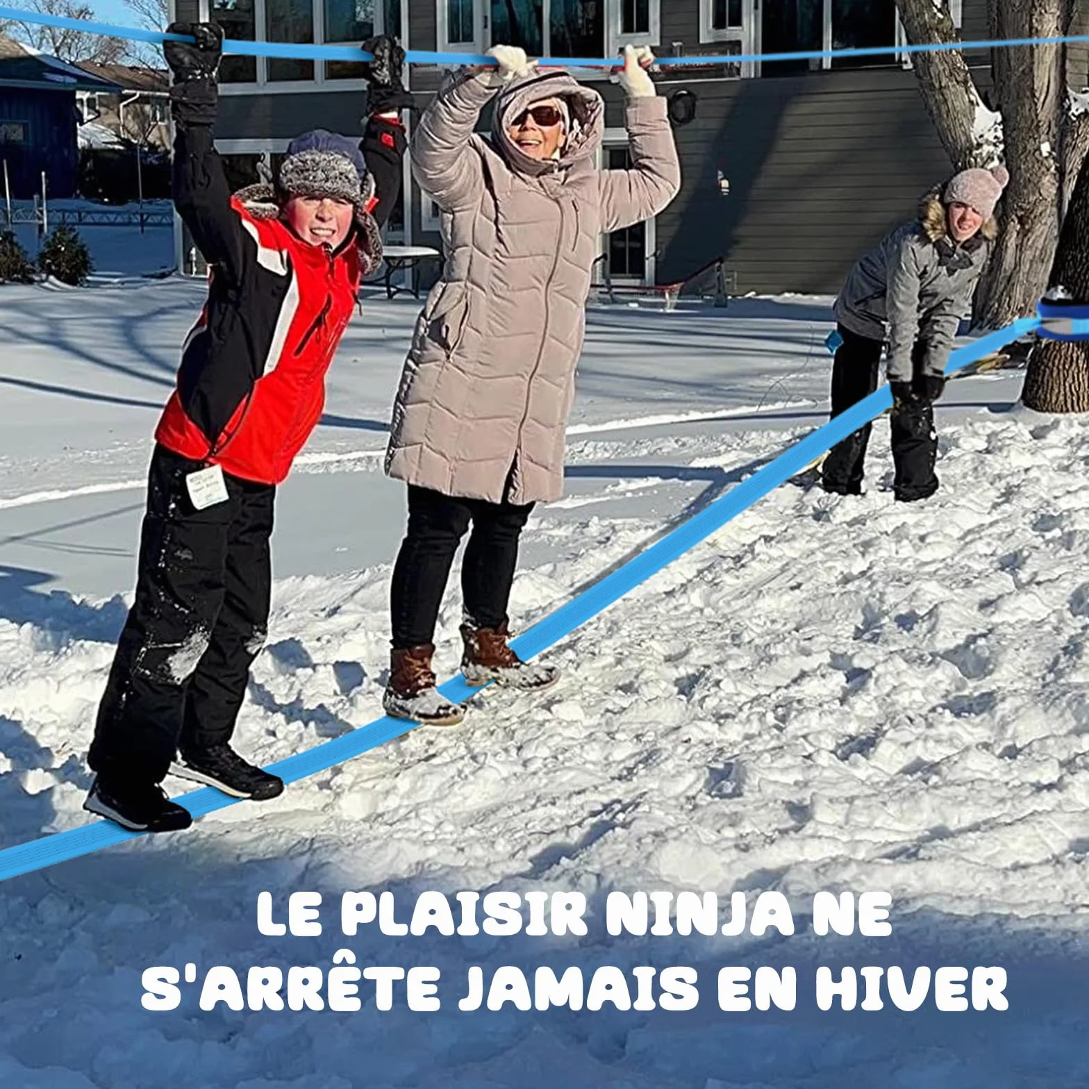 Hapfan Parcours Ninja d'obstacles 15m×2 Slackline avec 8 Obstacles à Suspendre Mixte Kit Plein air