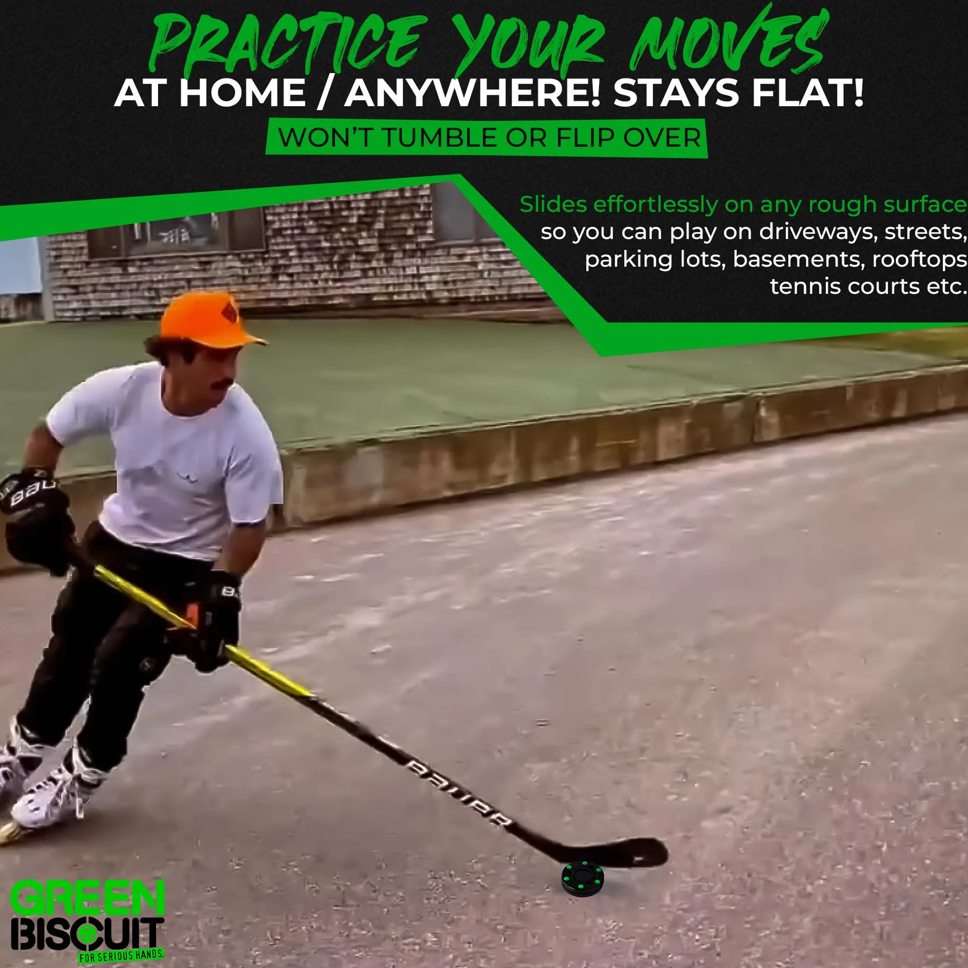 Green Biscuit Roller Hockey Puck