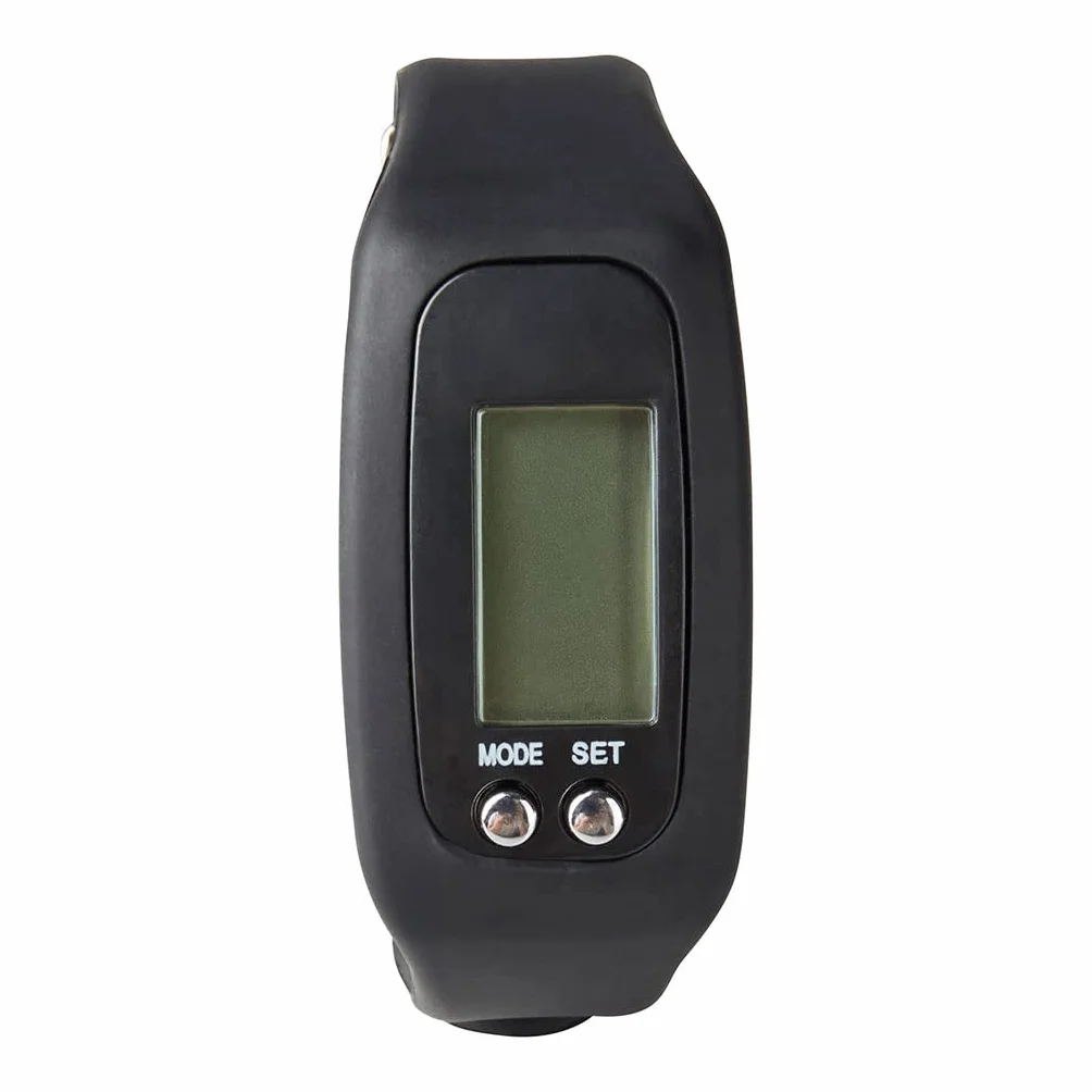 UPFIT Montre podomètre Ecran LCD Couleur Noire Indique heure distance calories pas Bracelet Silicone