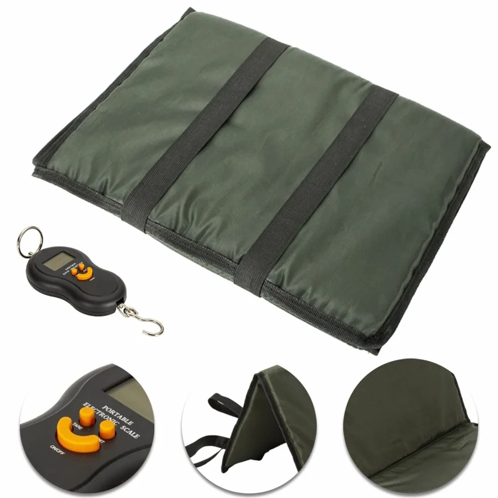 Tapis de réception de pêche à la carpe imperméable pliable avec balance numérique