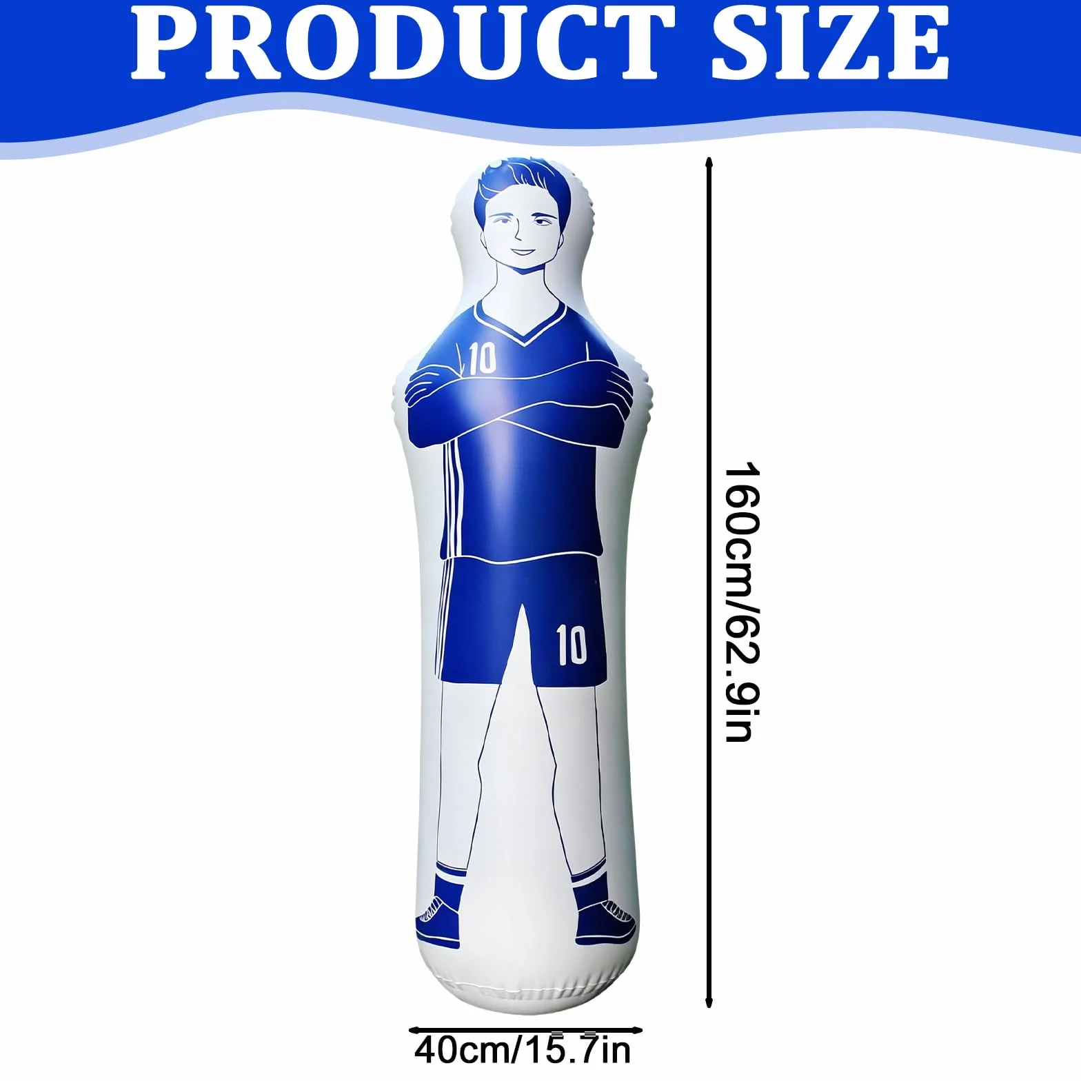 Mannequin de Football Gonflable 40 x 160 cm Gardien de But Bleu PVC 0,35 mm