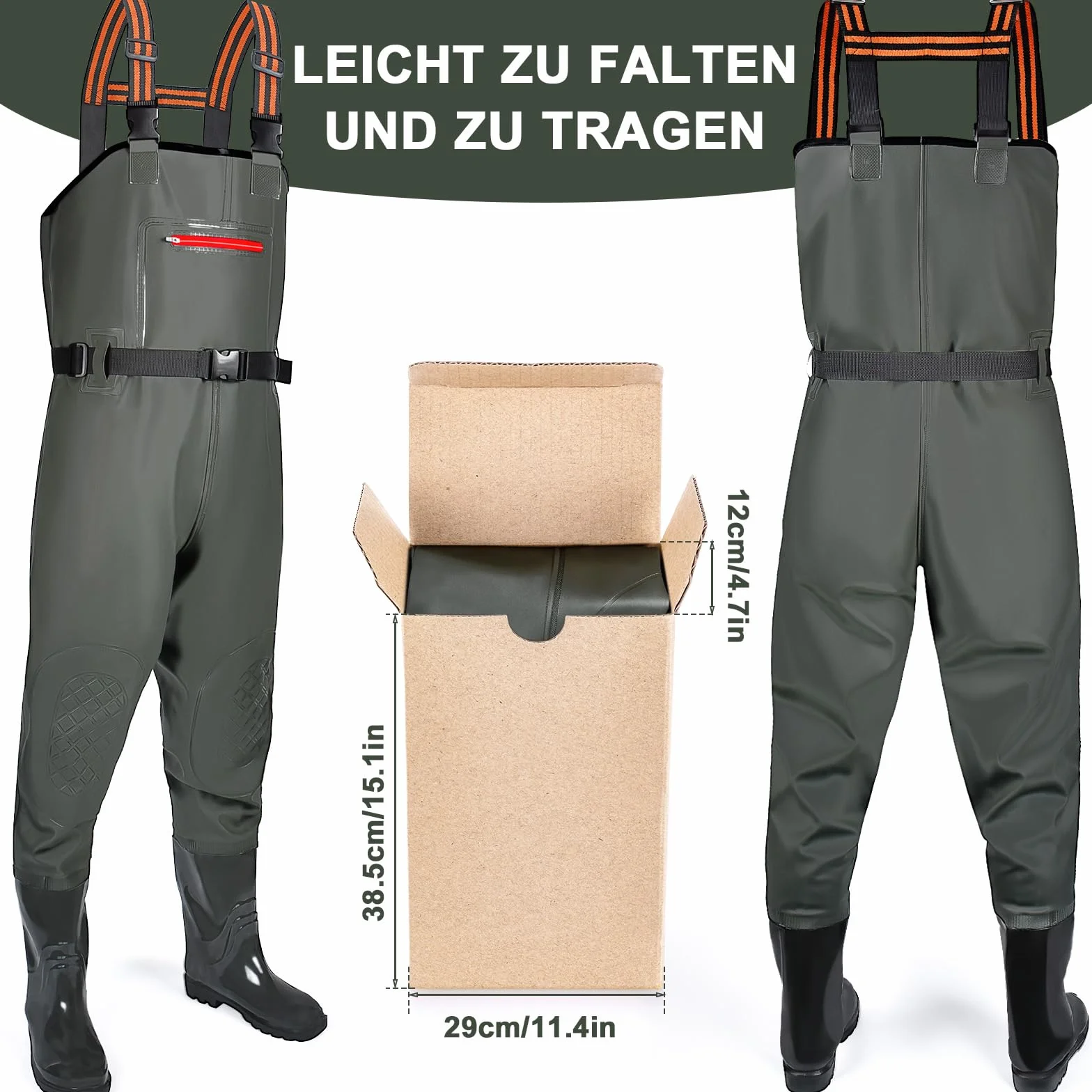 YOOHBERRYS Waders Pêche Homme avec Poche Poitrine et Bottes 42-46 Antidérapants