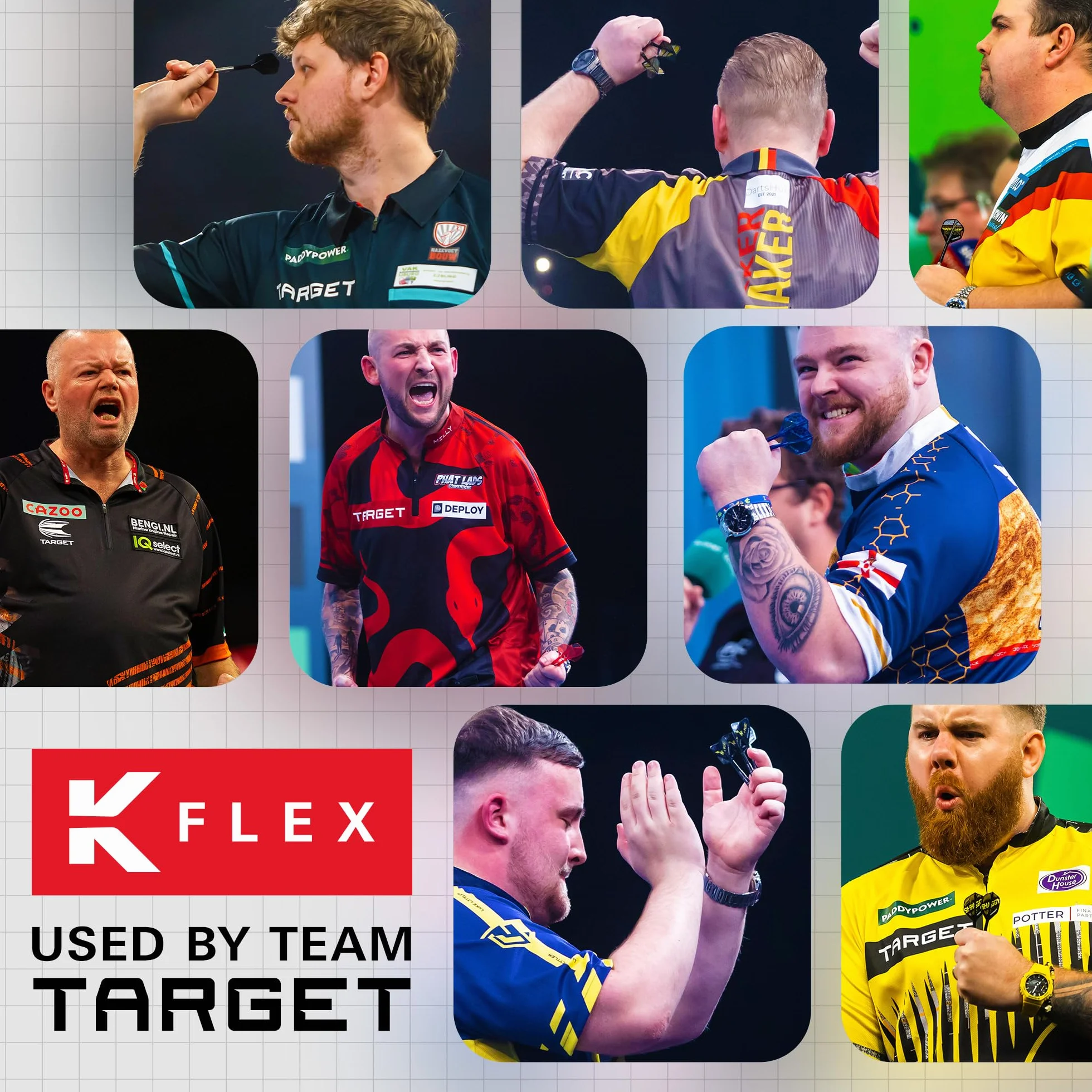 Target Darts K Flex Fléchettes et Arbres Intégrés No.2 Pack de 3 Moulées Longueurs: Court, Intermédiaire, Moyen
