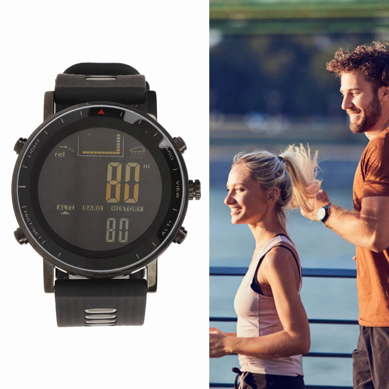 Fockety Montre de Sport Numérique Étanche avec Altimètre, Baromètre et Thermomètre pour Hommes et Femmes