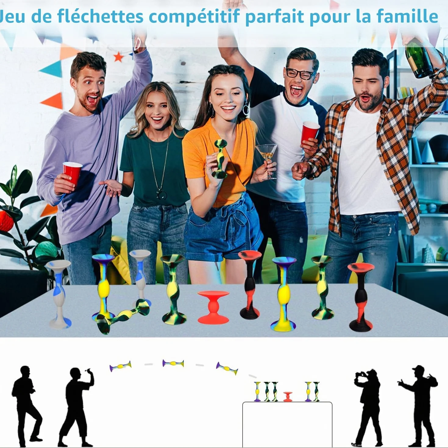 HugOutdoor Lot de 12 fléchettes souples en silicone 4 couleurs 11,9 cm pour enfants