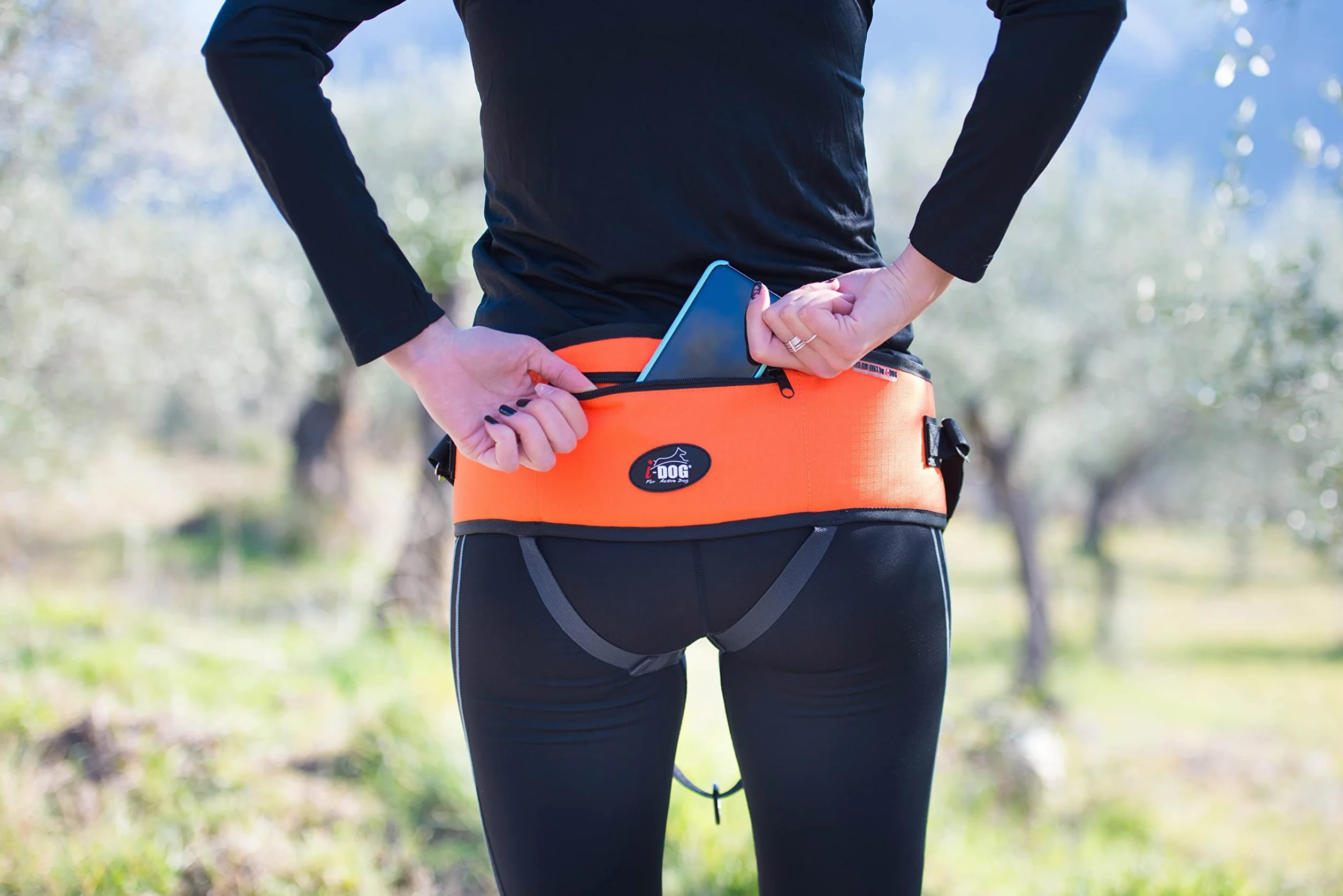 Baudrier Ceinture I-dog Cani Cross Rando Jogging Trail Marche Orange