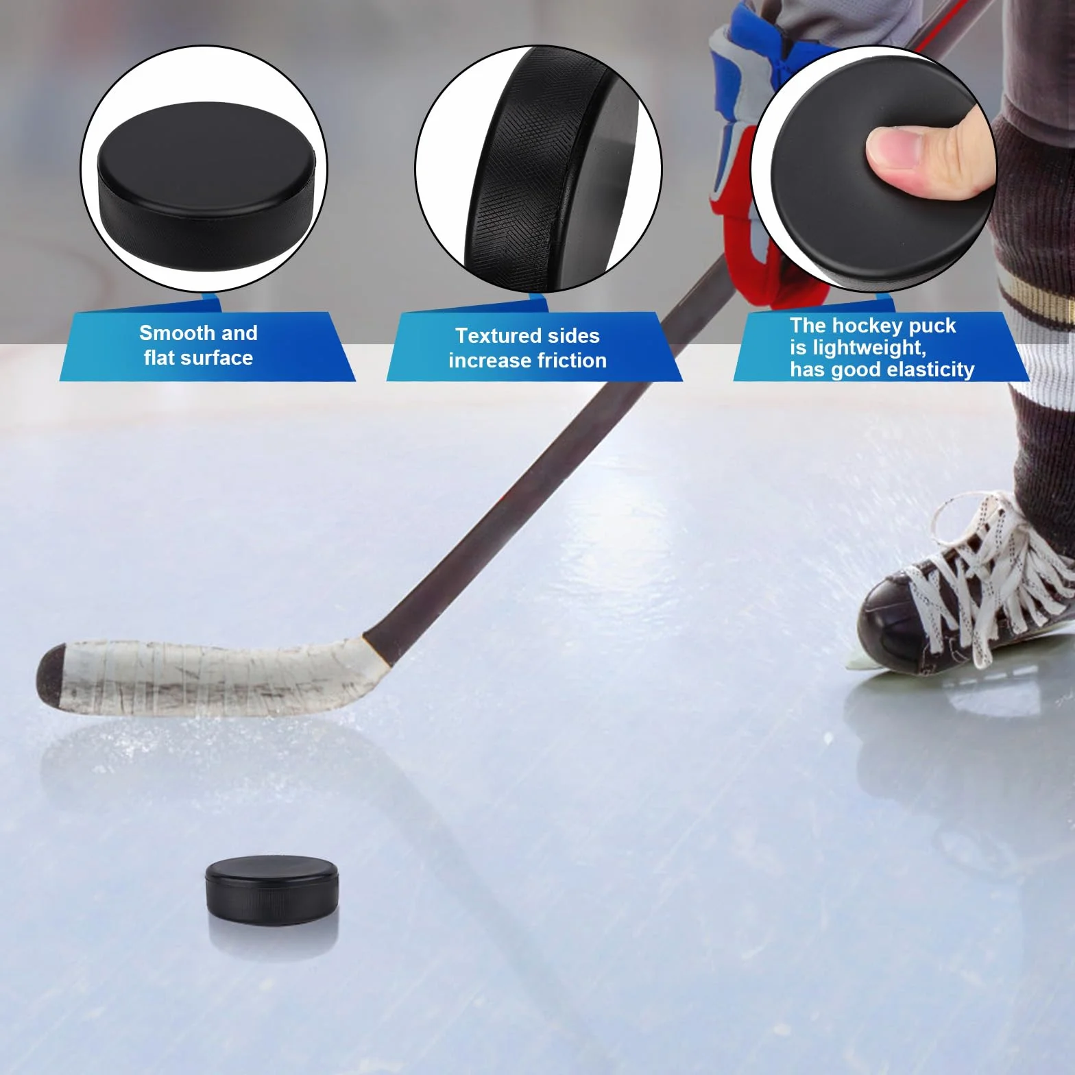 Palets de Hockey sur Glace 7,5cm Diamètre Mousse 2,5cm Épaisseur Entraînement Intérieur Noir