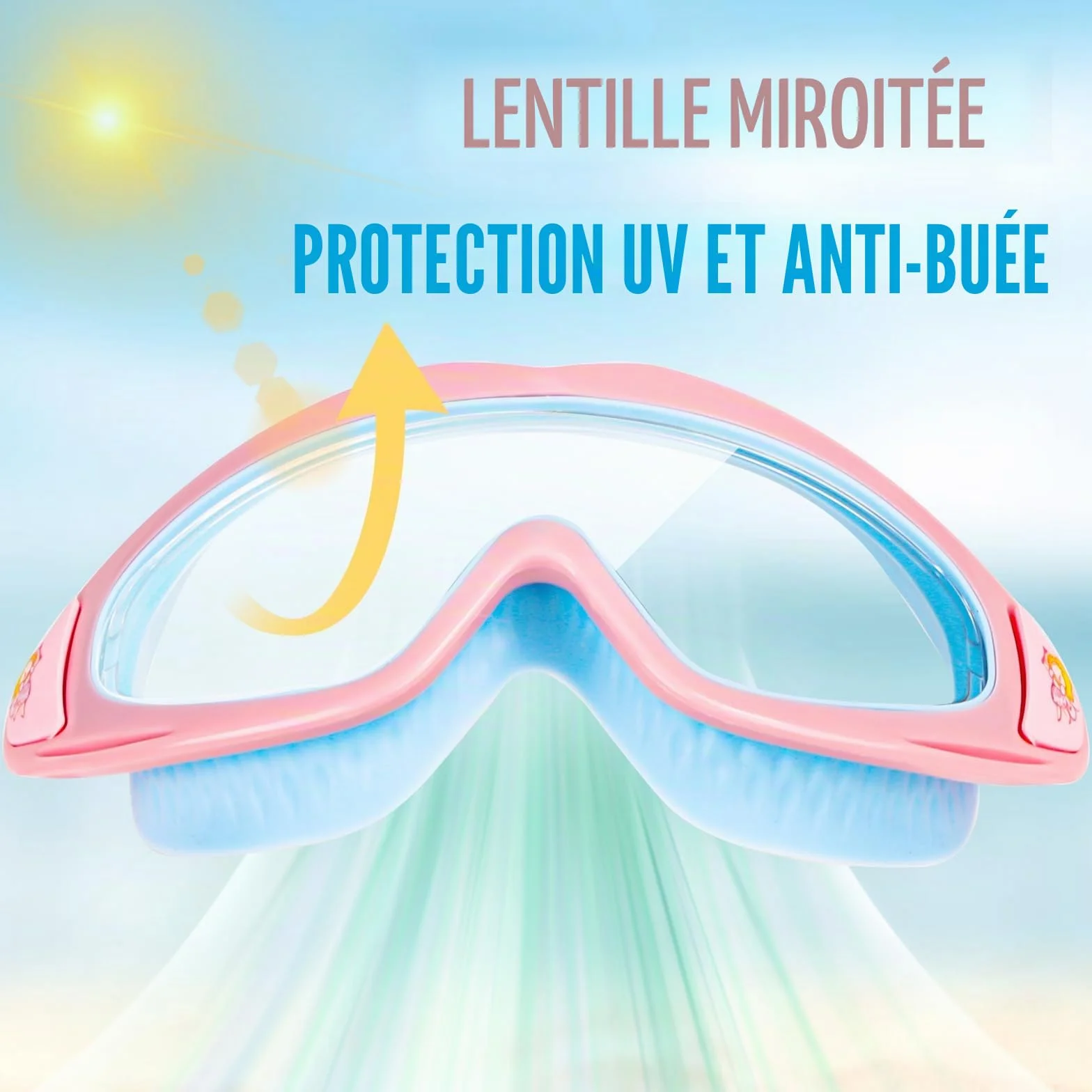 Masque de plongée panoramique 180° anti-buée étanche enfants 3-15 ans garçons filles