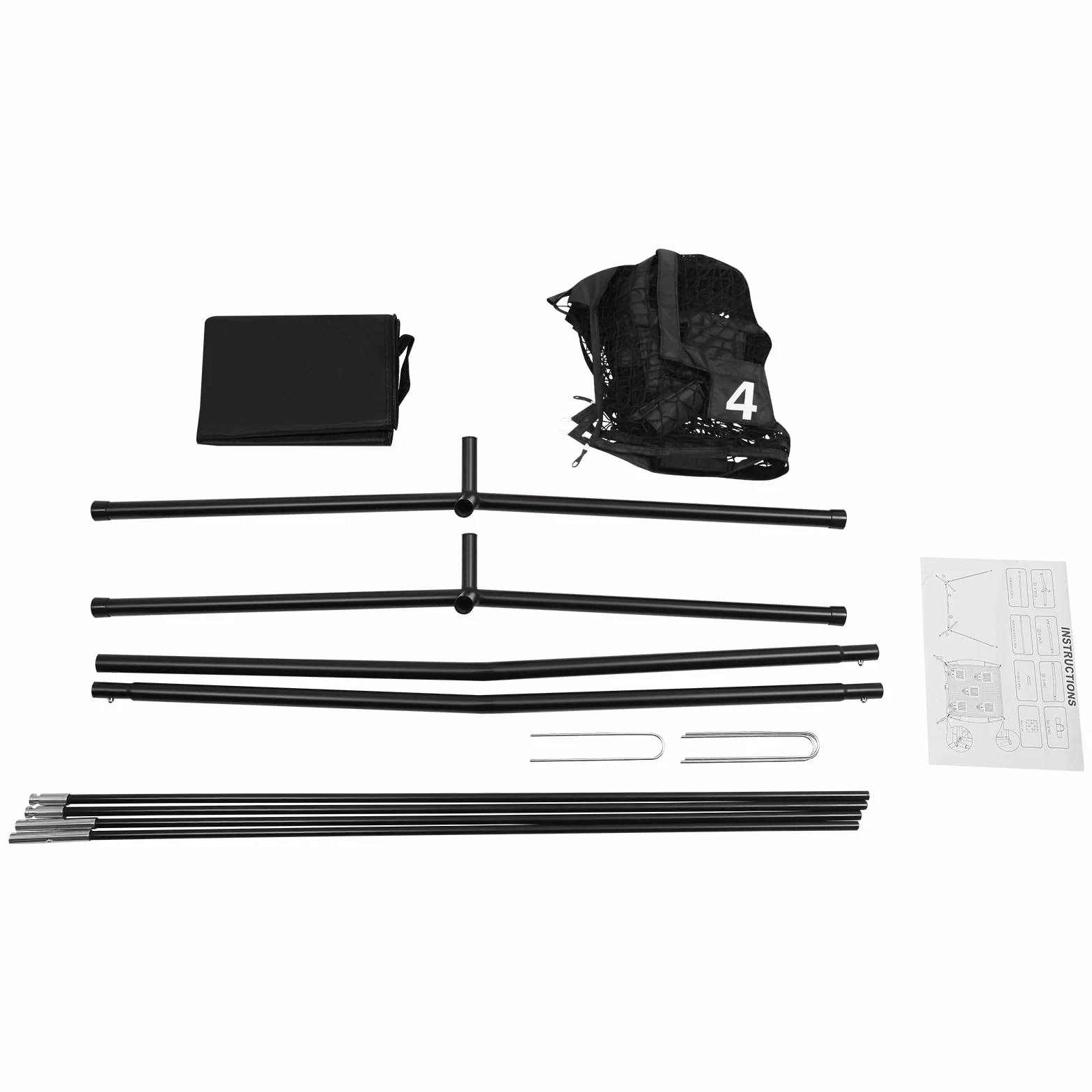 Filet de rugby 2,13 x 2,13 m avec 5 poches cibles Noir