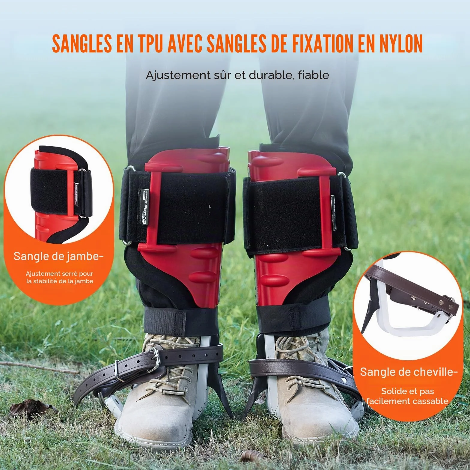VEVOR Éperons d'escalade réglables en hauteur, capacité 158,8 kg, équipement d'arboriste